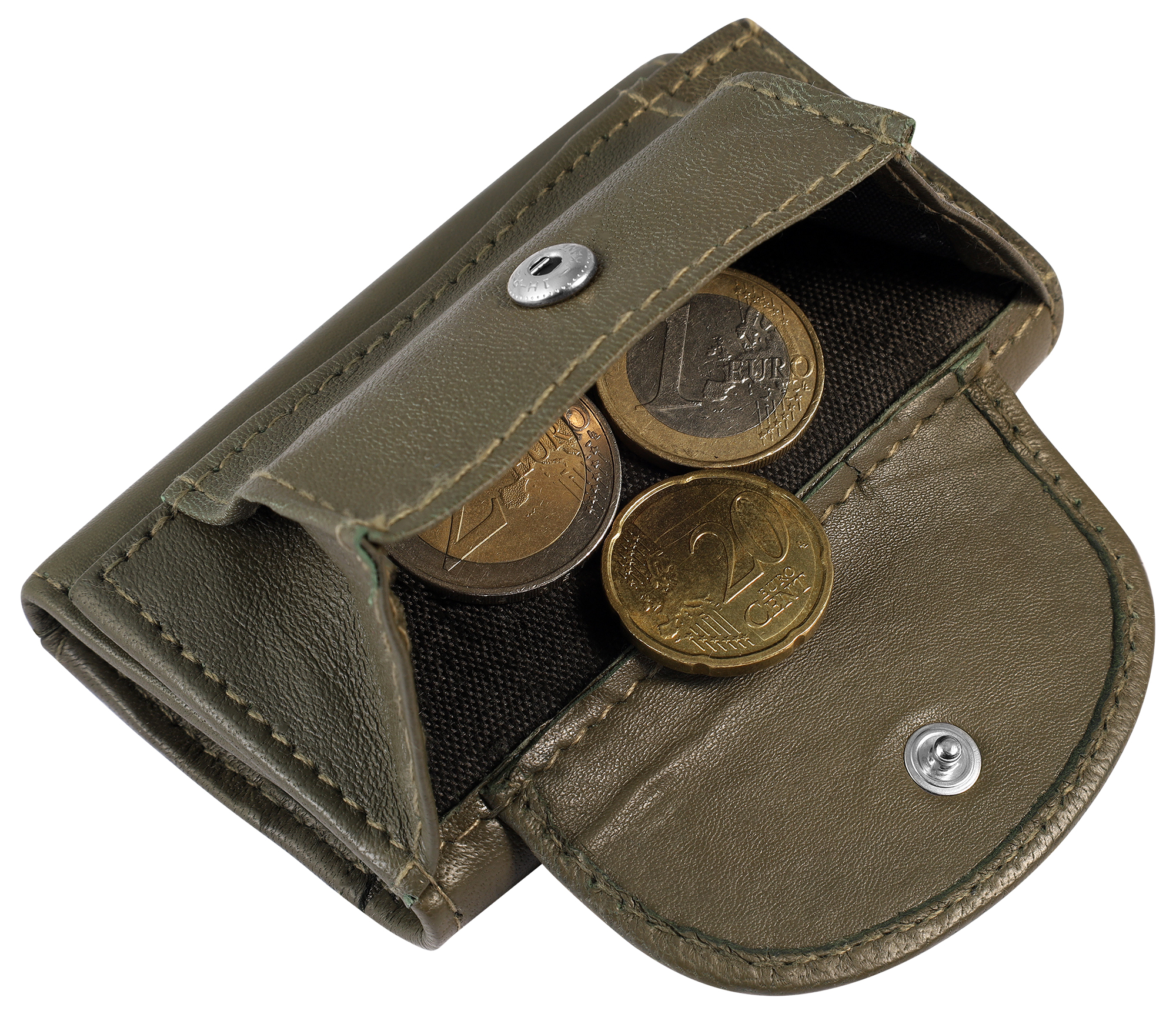 Excellanc Echtleder Mini-Geldbörse (Schlüsselfach), khaki