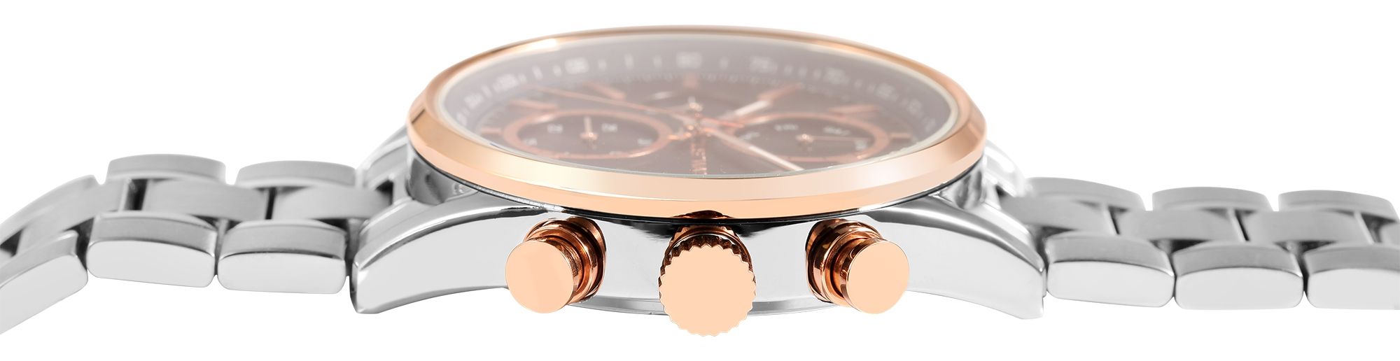 Just Watch Herrenuhr "Valcone" Edelstahlarmband, Datum- und Wochentagsanzeige, silber-& roségoldfarben, blau