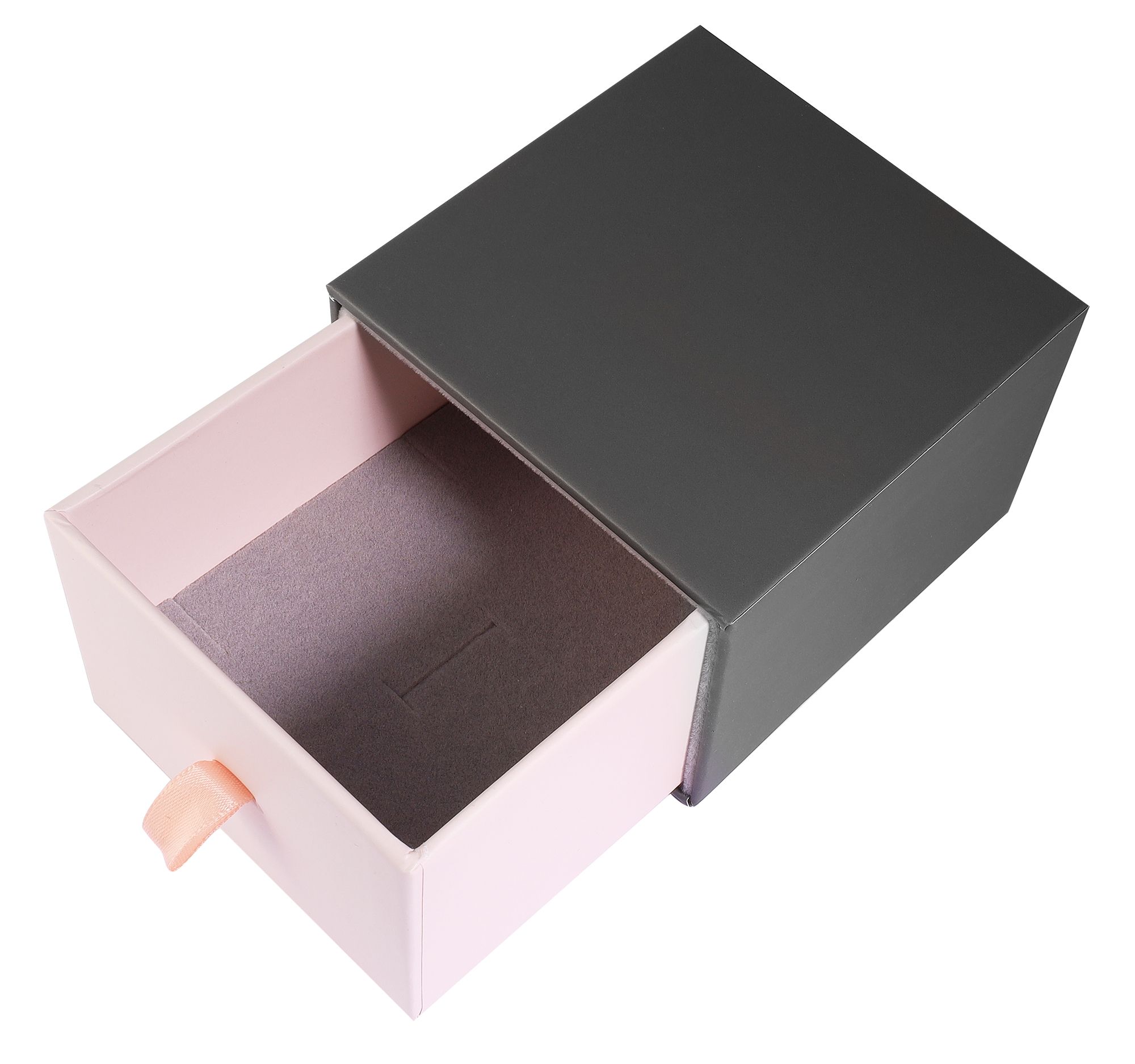 Schmuckboxen aus Pappe, VE 6, grau/rosa, 9 x 9 x 6,5 cm