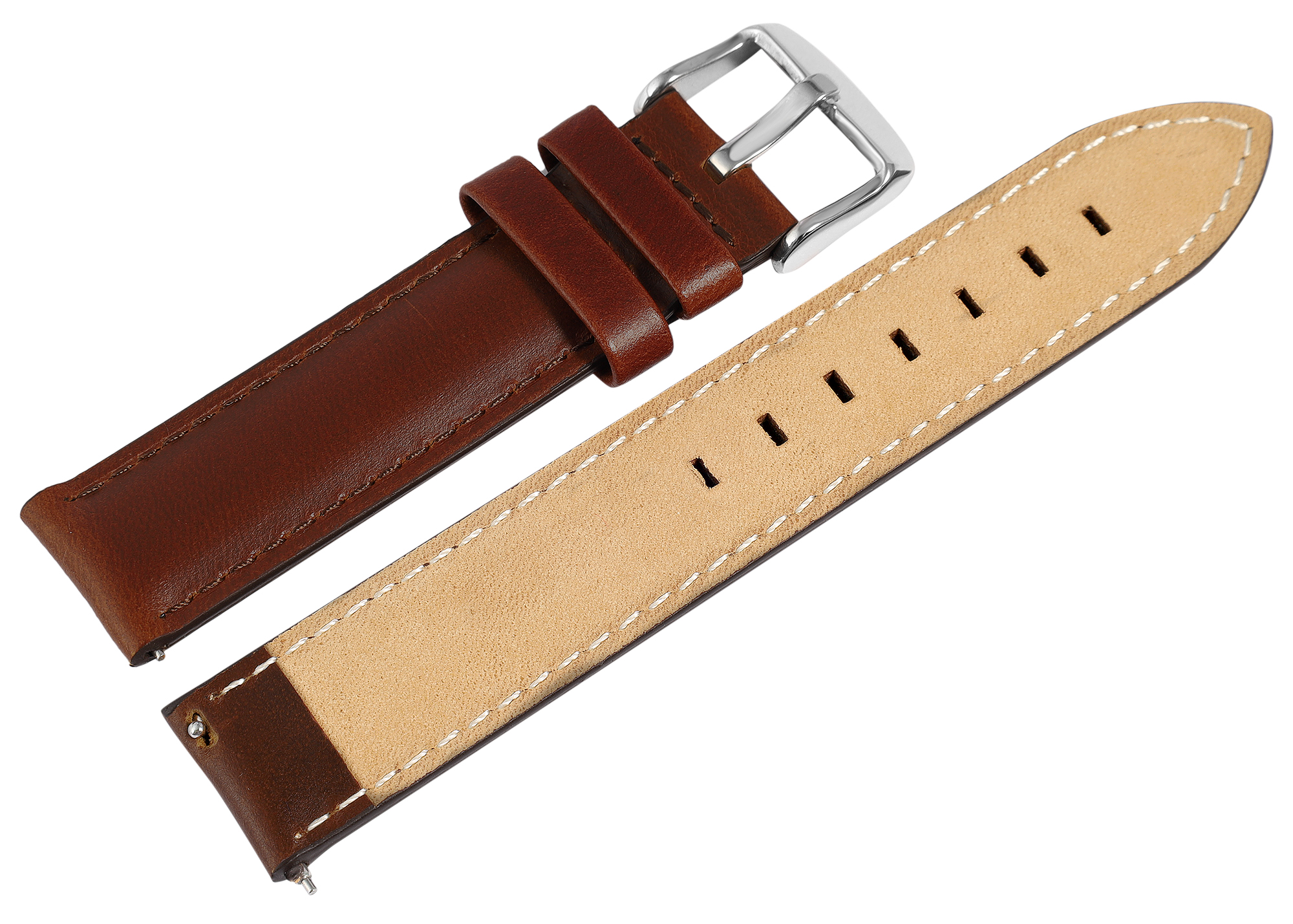 Echtleder Uhrenarmband (Quick-Release), braun, 18 mm