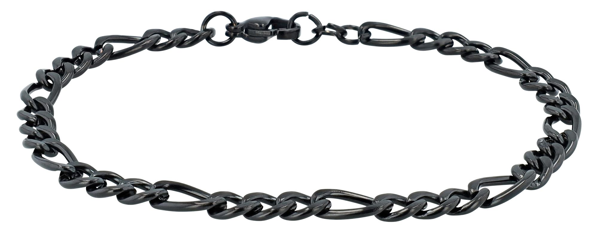 "Clarinha" Figaro-Armband aus Edelstahl, 18 cm/ 4,5 mm, schwarz
