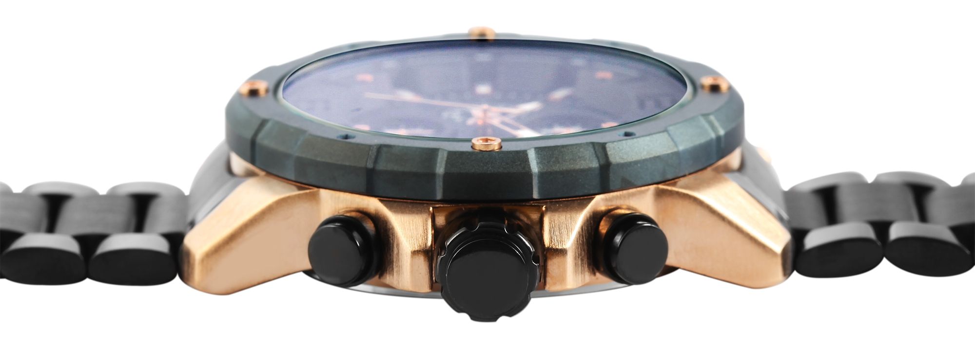 Raptor Limited Herrenchronograph "Soheil" mit Edelstahlarmband, schwarz/roségoldfarben