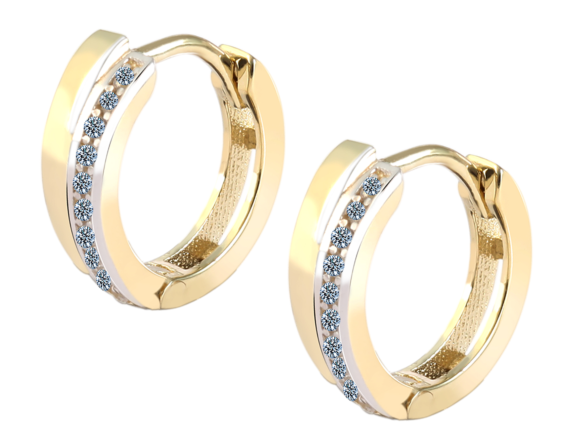 375/- Gold "Alina" Klapp-Creolen mit Zirkoniabesatz, 9 Karat, Gelbgold