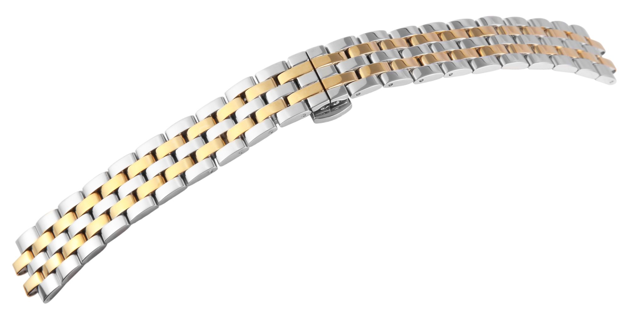 Edelstahl-Uhrenarmband, bicolor, Butterfly-Faltschließe, 16 mm