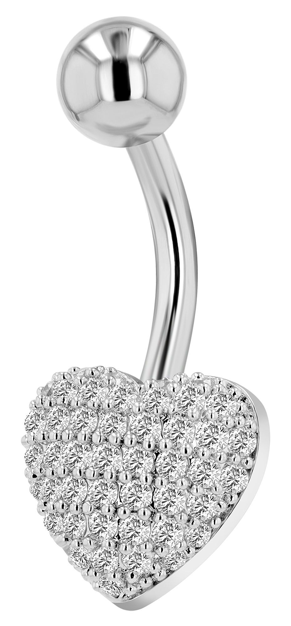 "Yalena" 316L Edelstahl-Messing Bauchnabelpiercing, Herz, Stabstärke 1,6 mm/ Länge 11 mm