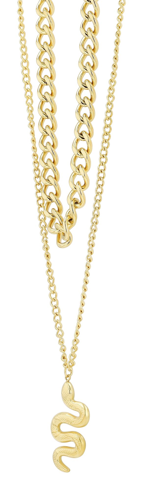 Akzent Layering-Kette aus Edelstahl, zweiteilig, ionenplattiert, goldfarben