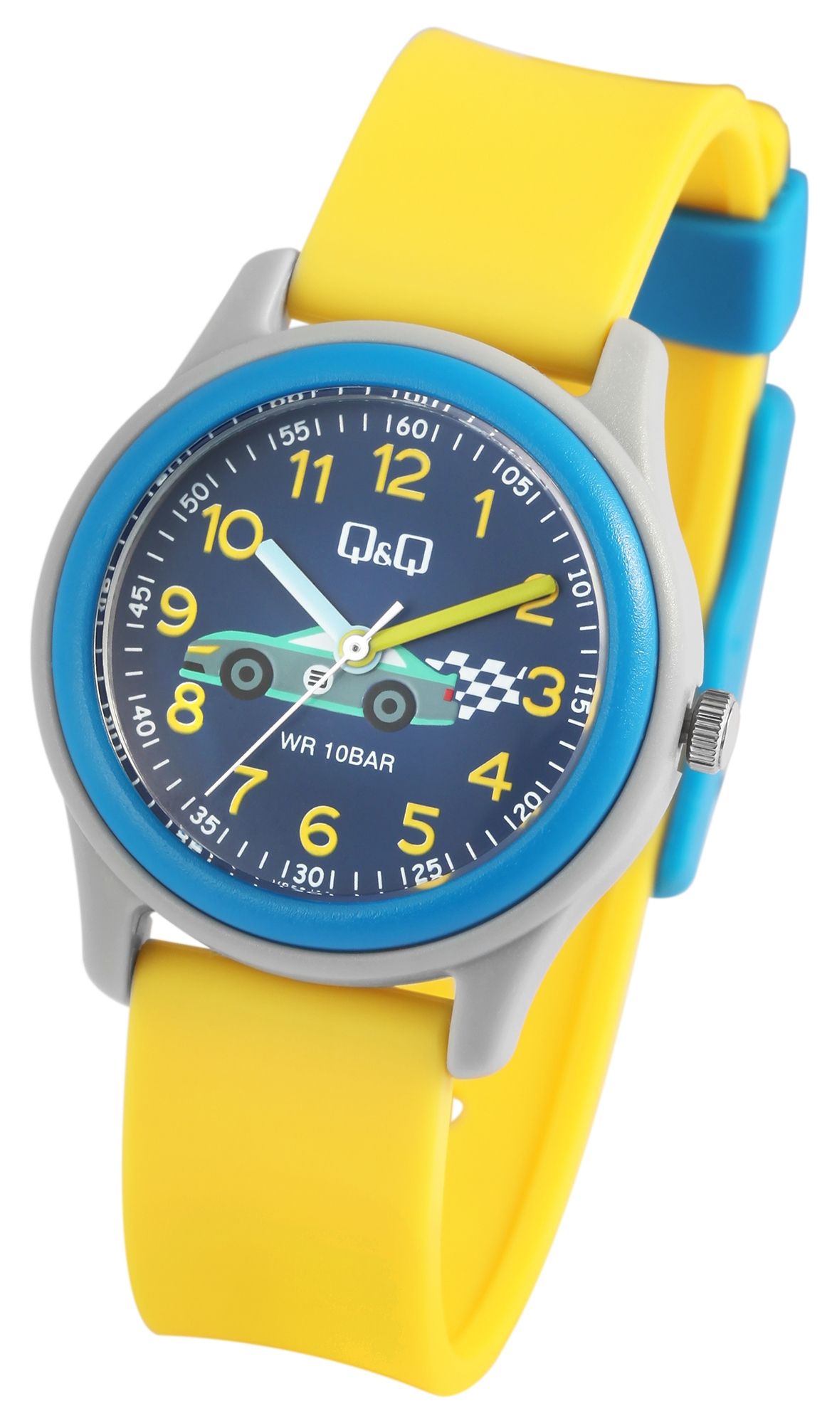 Q&Q Kinderuhr mit Silikonarmband, "Rennauto" 10 Bar