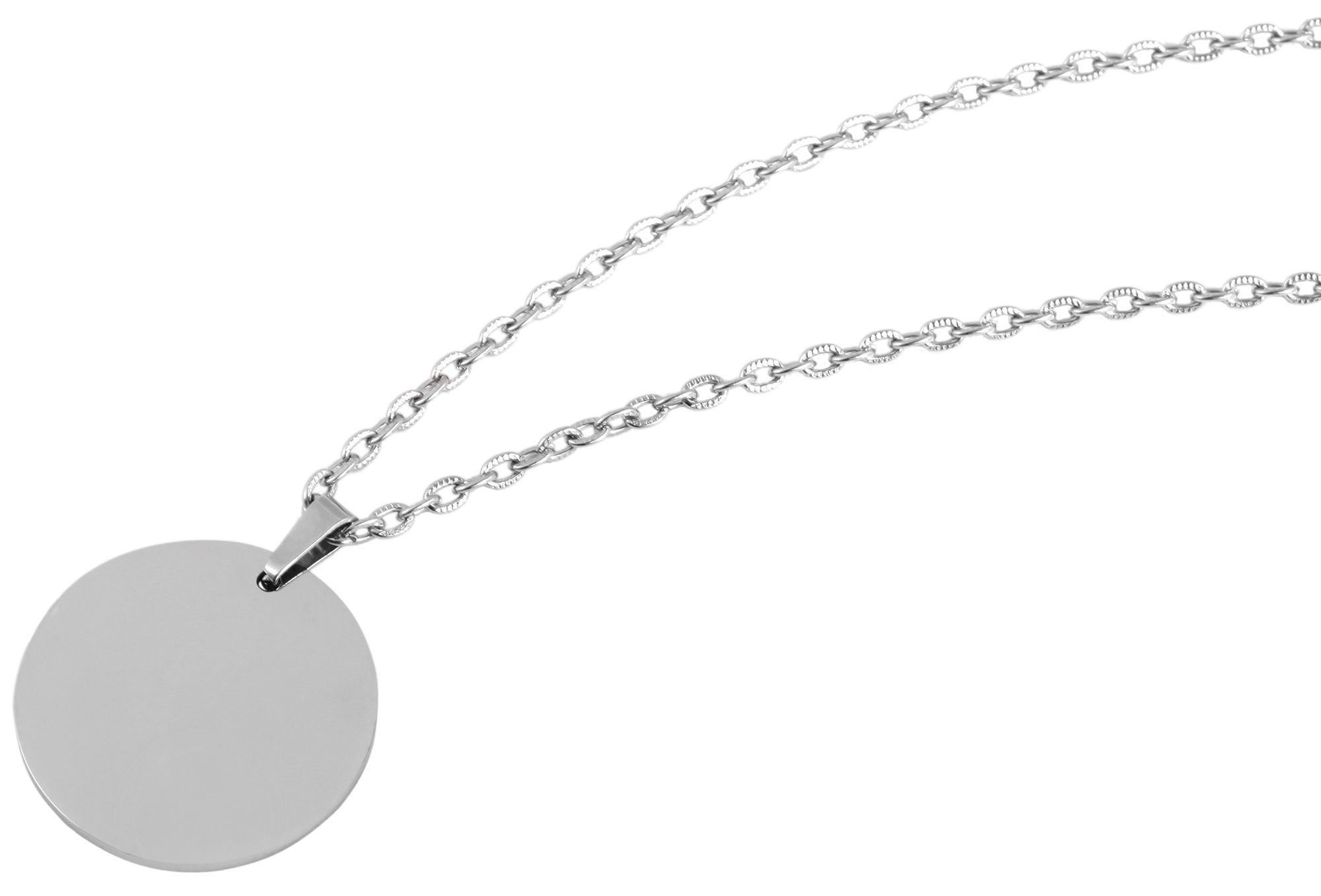 "Welsia" Edelstahl Ankerkette Münzanhänger Ø 30 mm, 43 + 5 cm, silberfarben