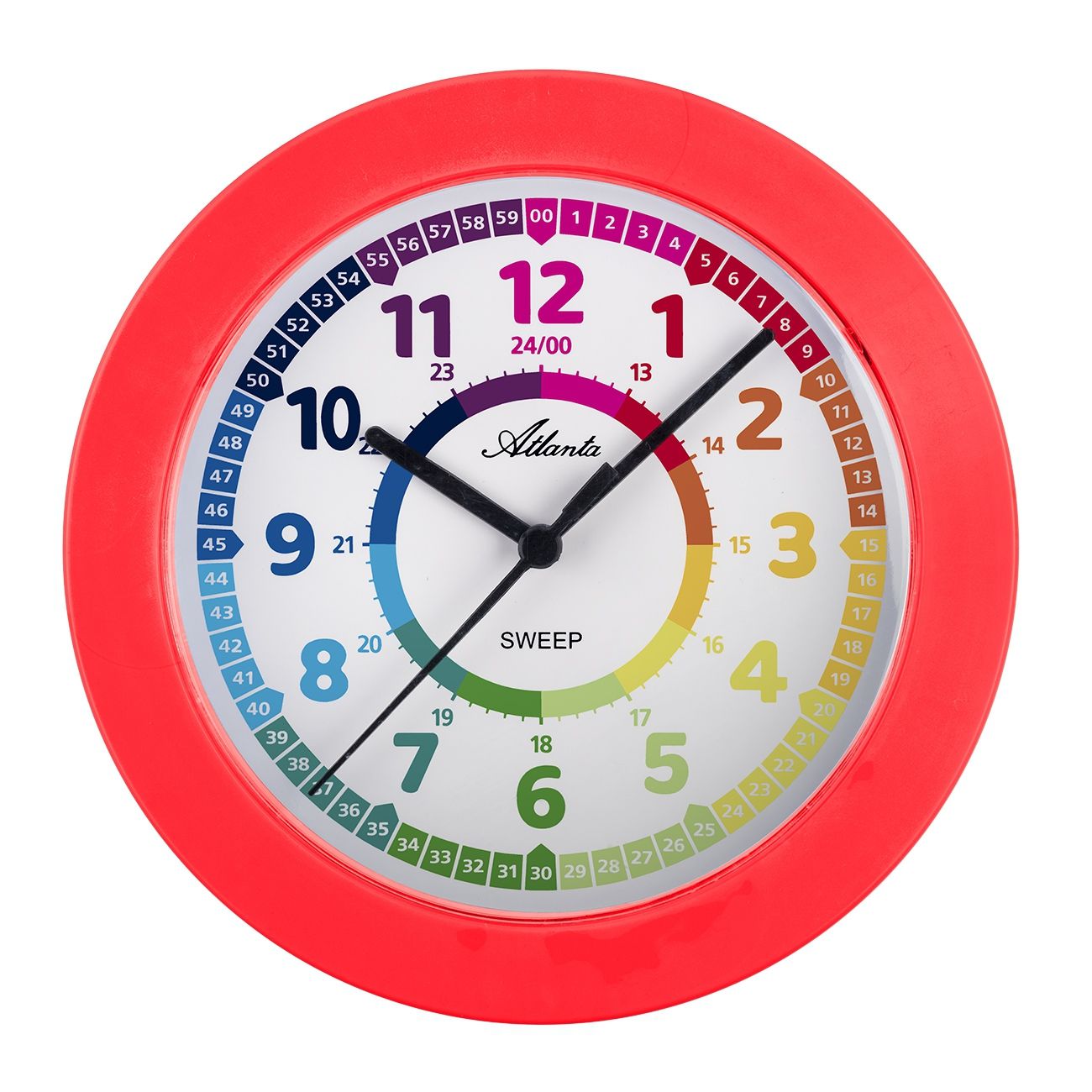 Atlanta Wanduhr für Kinder, rot, Ø 22 cm