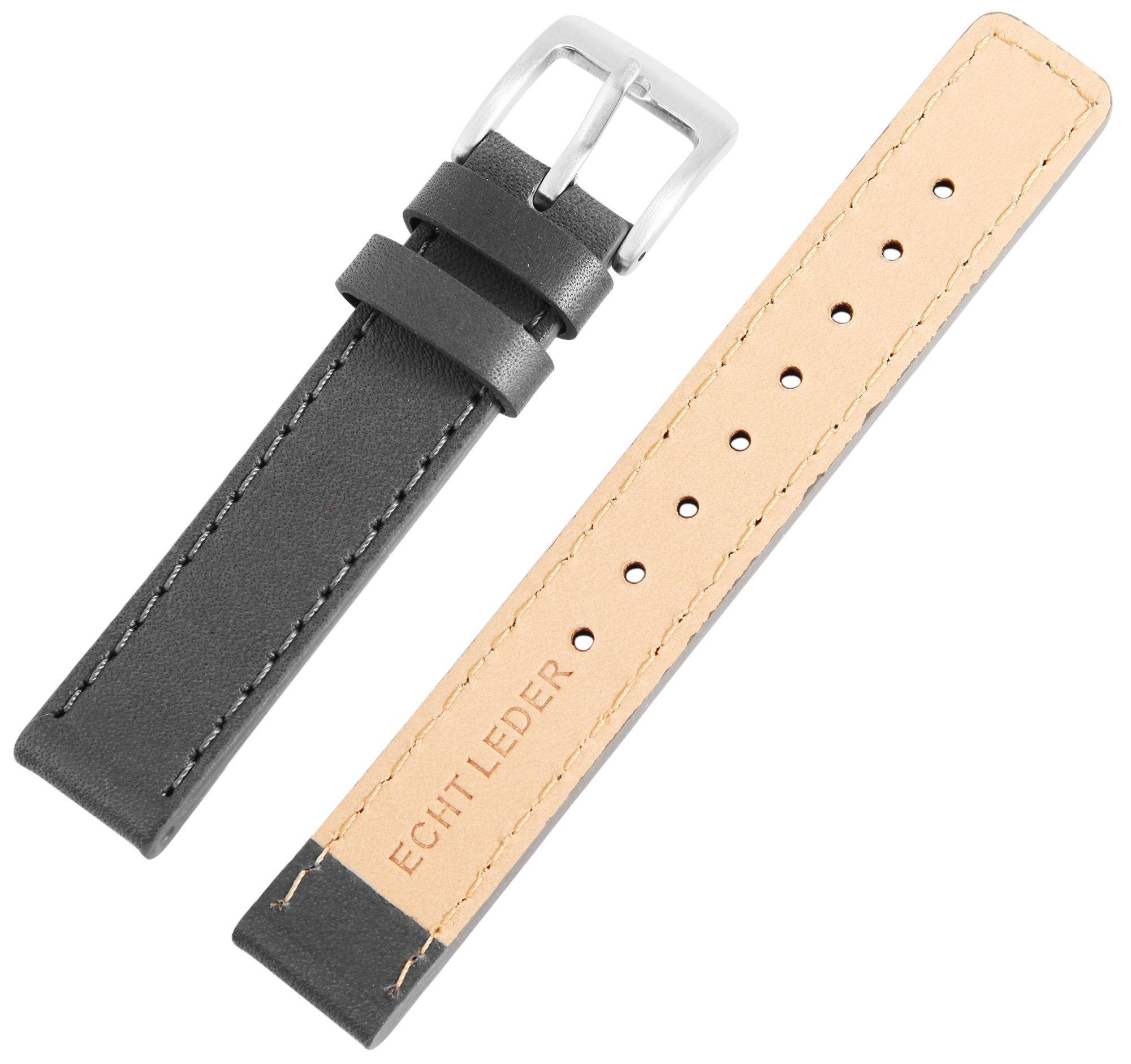 Echt Lederband, 16 mm, grau