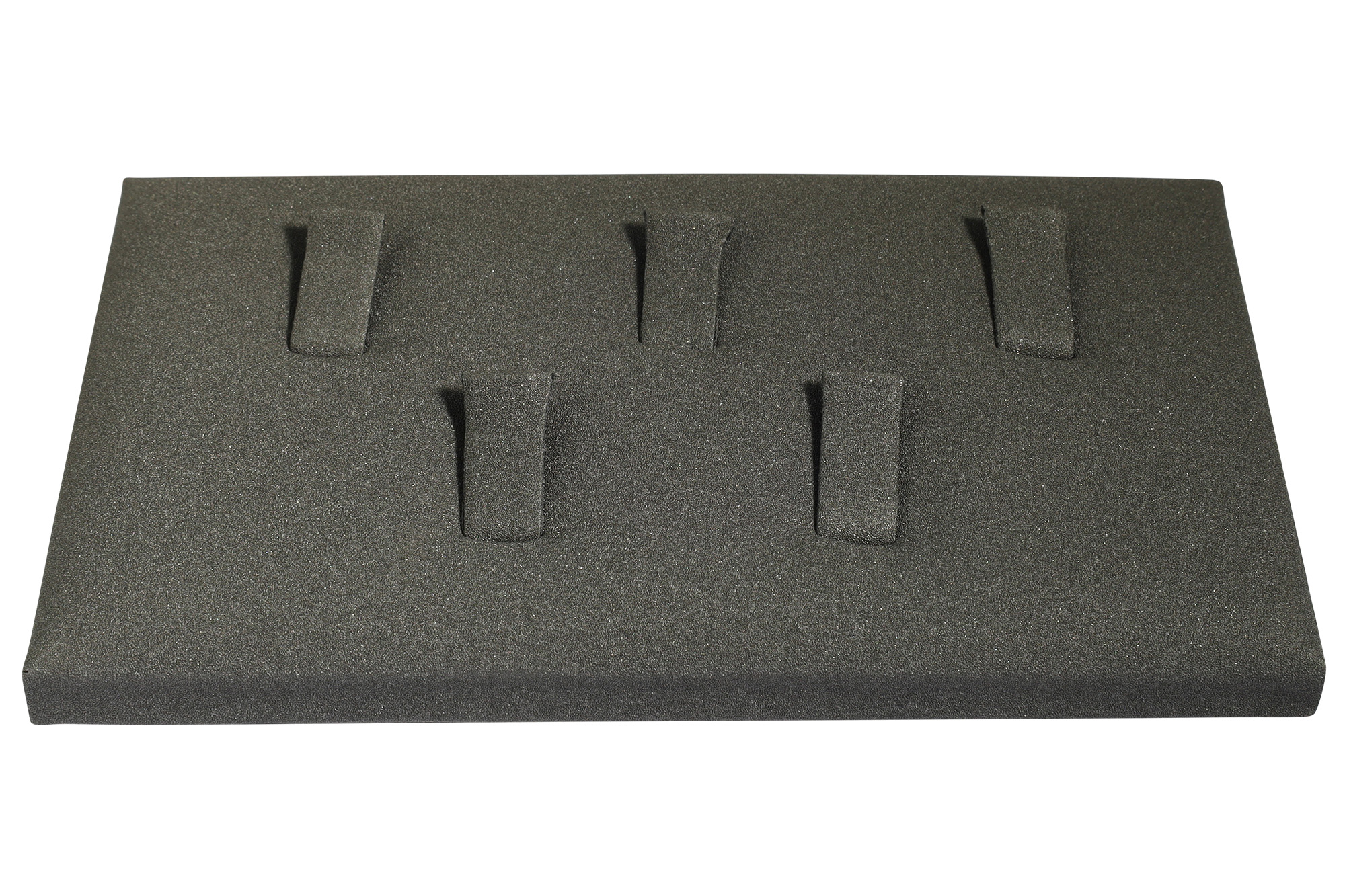 Aufsteller für 5 Ringe (Dekoserie Soft), PU-bezogen, 12 x 7 cm, grau