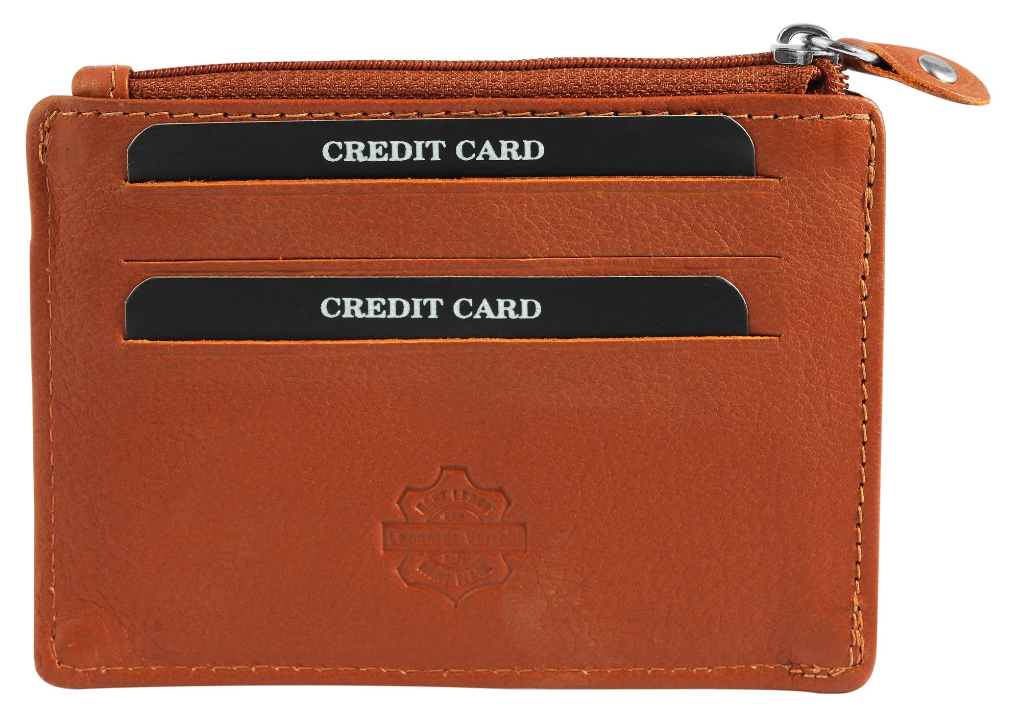 Leonardo Verrelli Echtleder (Fossil Nappa) Kartenetui, RFID, cognac