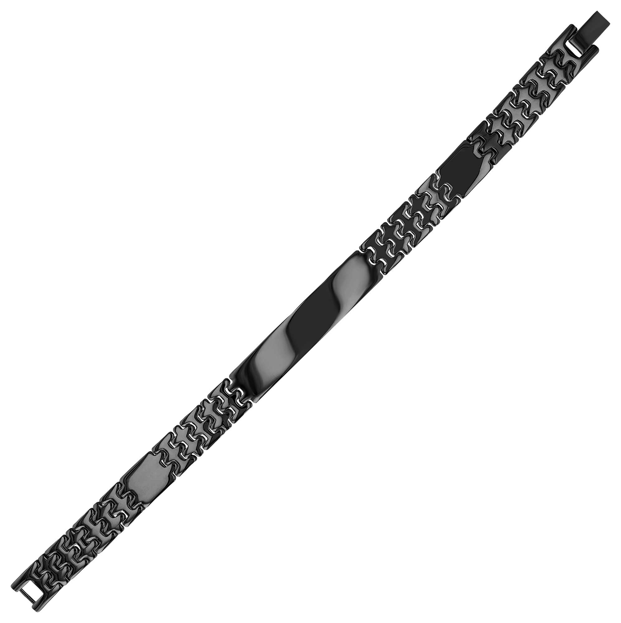 "Rasa", Akzent Gliederarmband, Edelstahl, Gravurplatte, schwarz, 20 cm