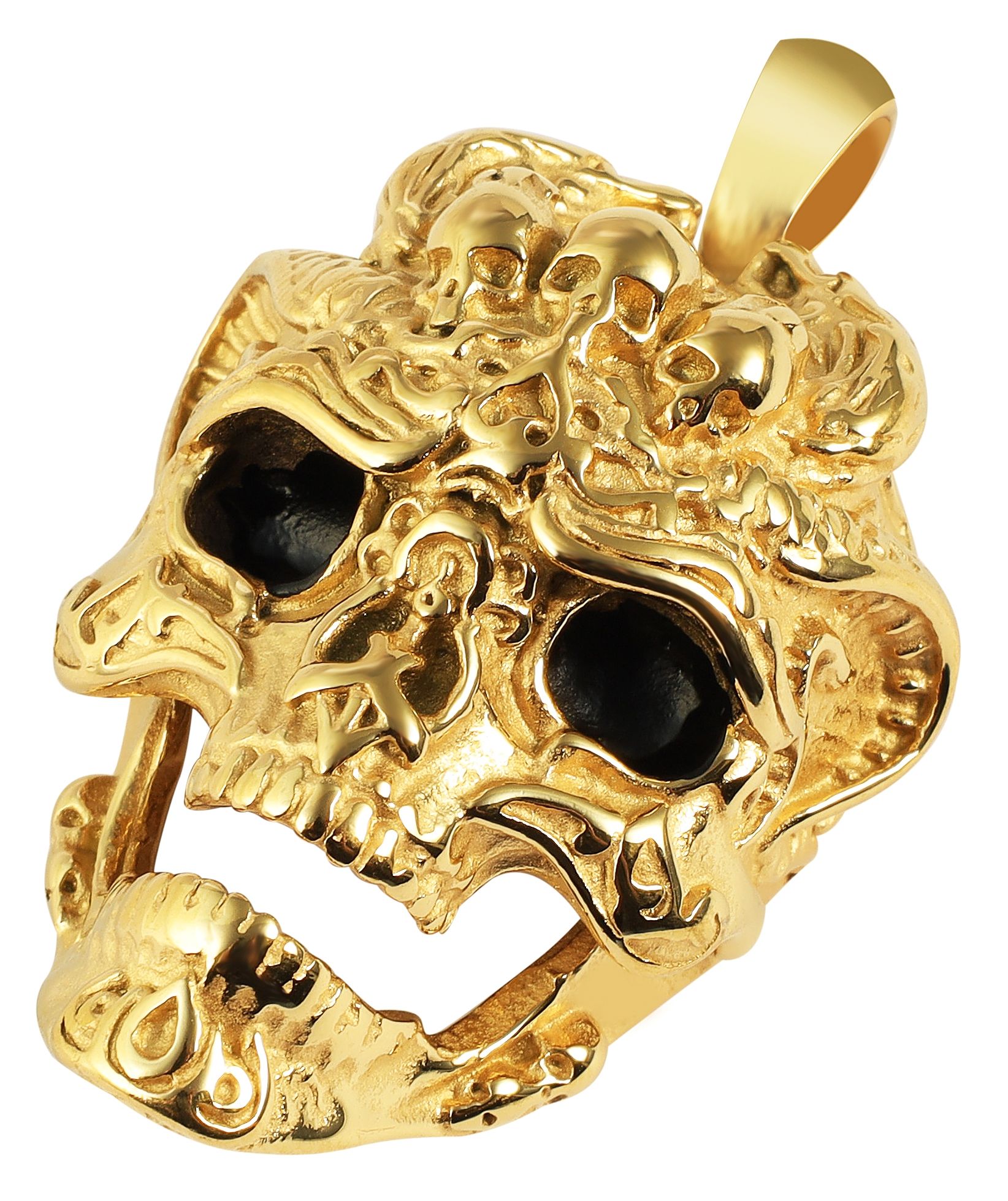 "William" - Totenkopf, Edelstahlanhänger, IP Gold