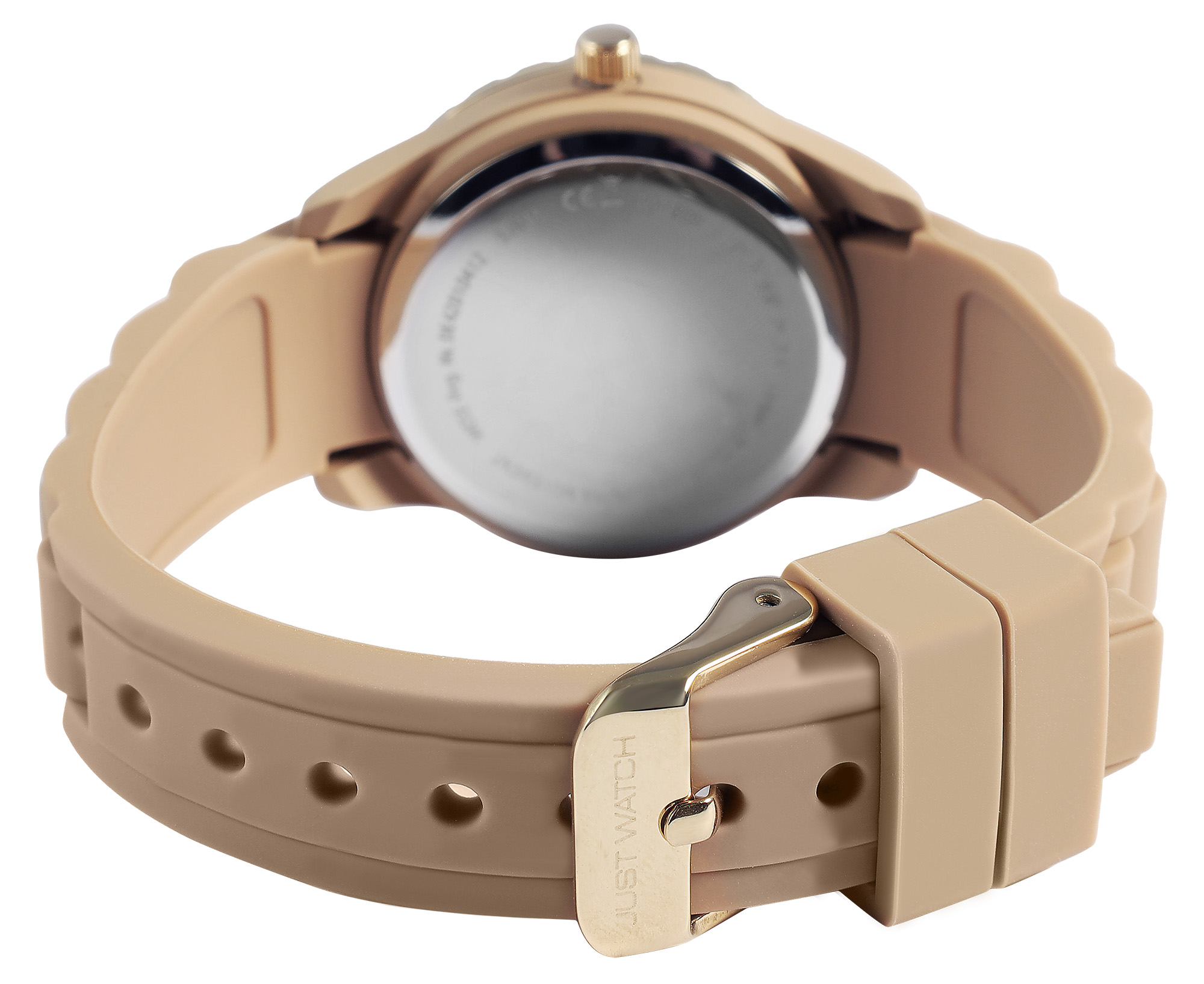 JUST WATCH Damenuhr "Kaia" mit Silikonband, 5ATM, braun/ goldfarben