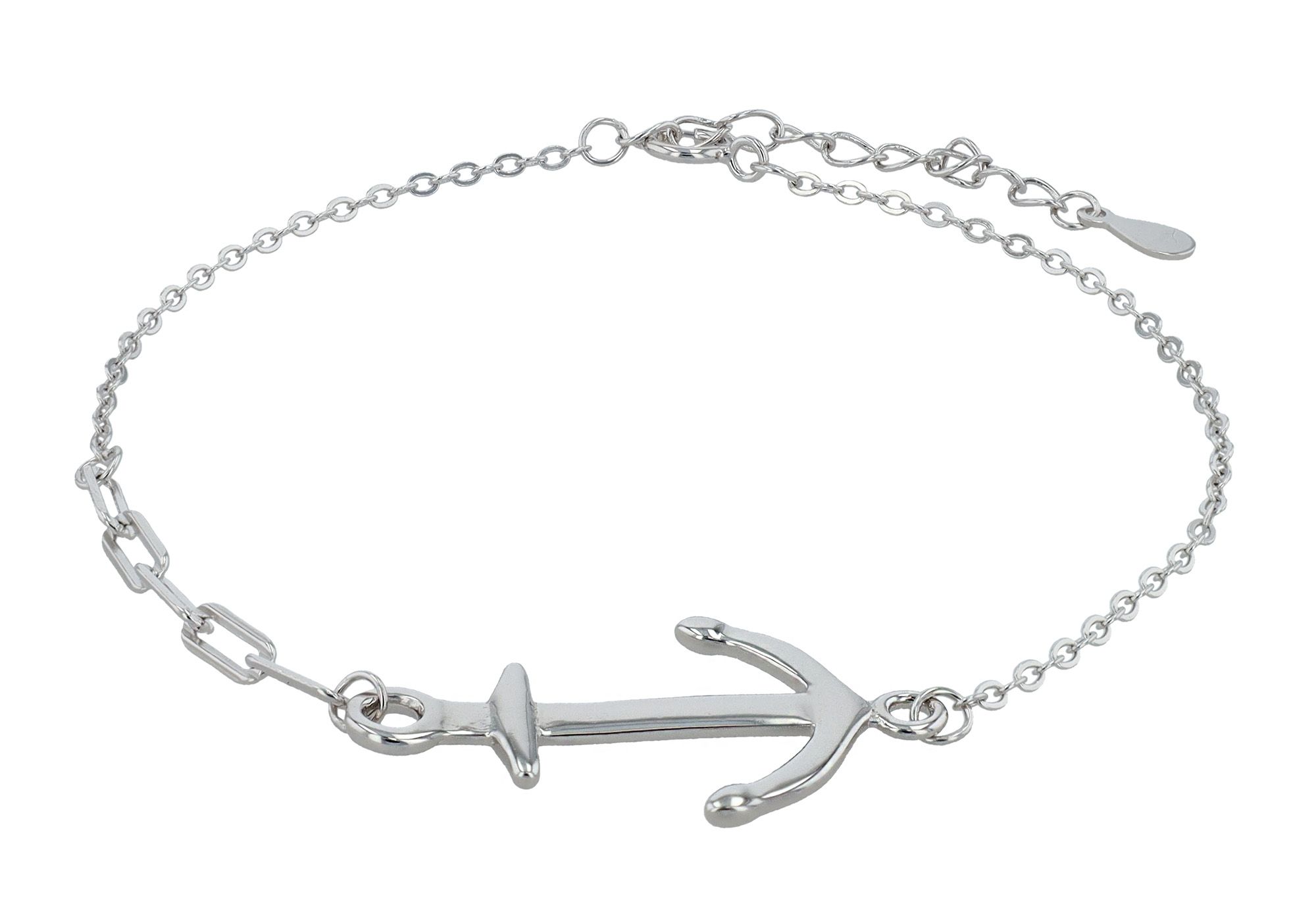 "Mireille" 925/- Echt Silber Armband mit Anker, rhodiniert, 17+3 cm