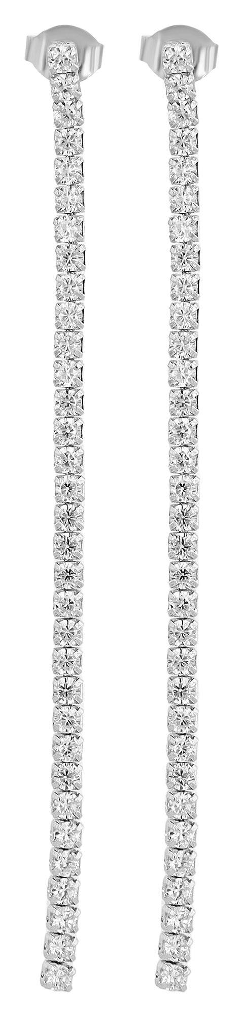 "Alwina" 925/- Echt Silber Ohrstecker mit Hänger/ Tennis Ohrstecker, silberfarben rhodiniert