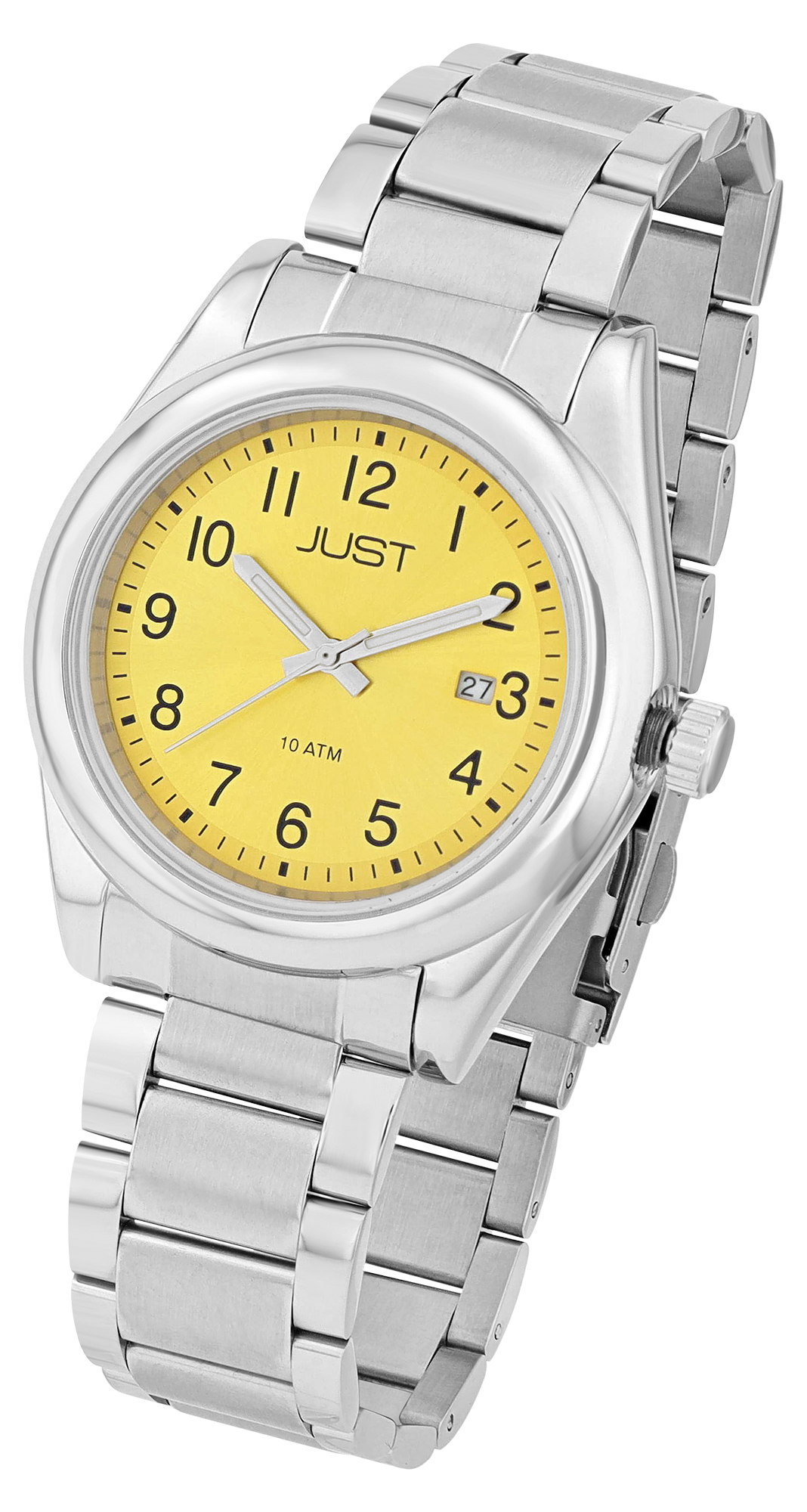 JUST Herrenuhr "Mailo" mit Edelstahlarmband, Ø 41 mm, 10 ATM, silberfaren/ gelb
