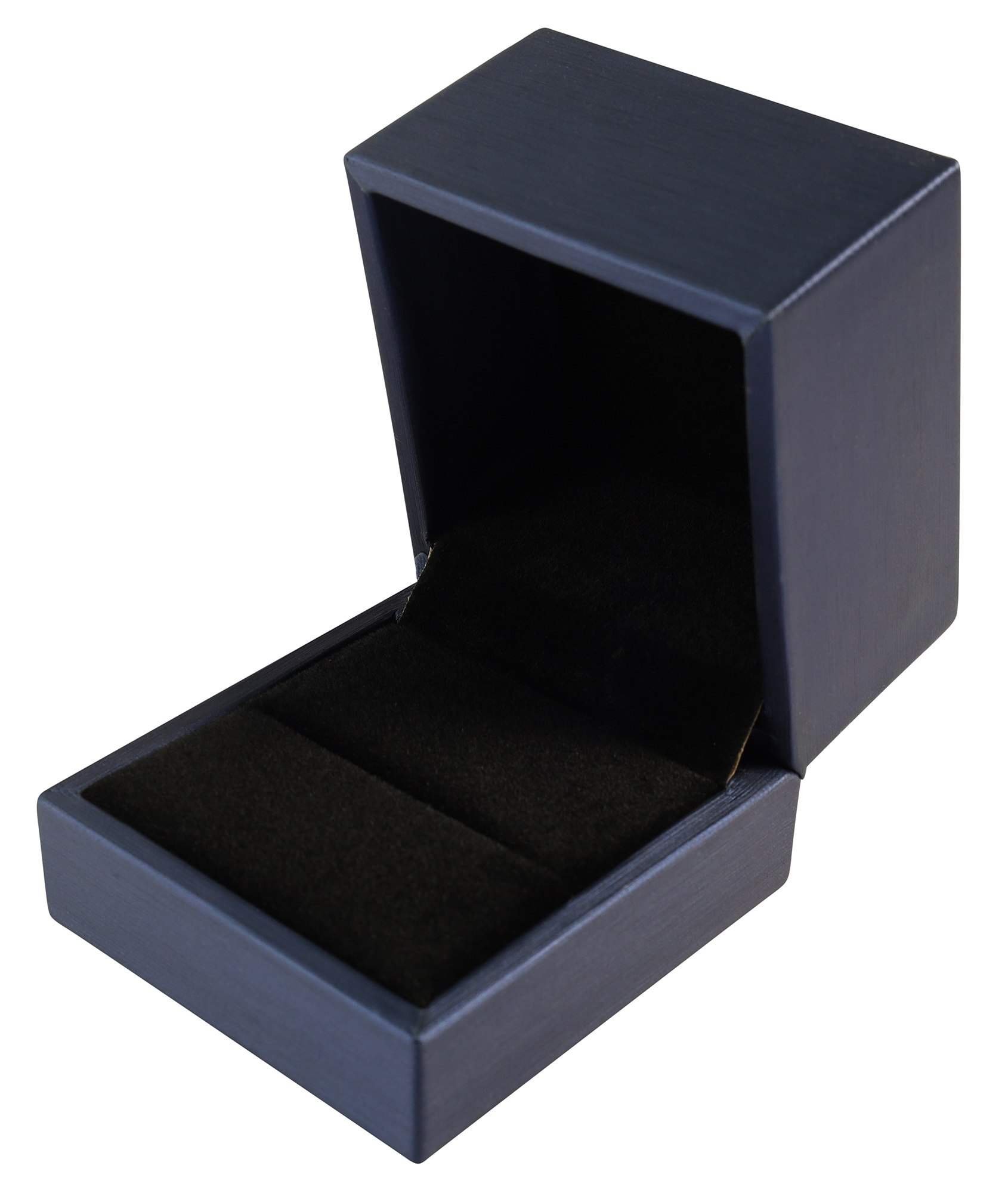 Edle Schmuck-Klappboxen (Ringe), Metallic-Blau & Samt schwarz – VE: 10 Stück