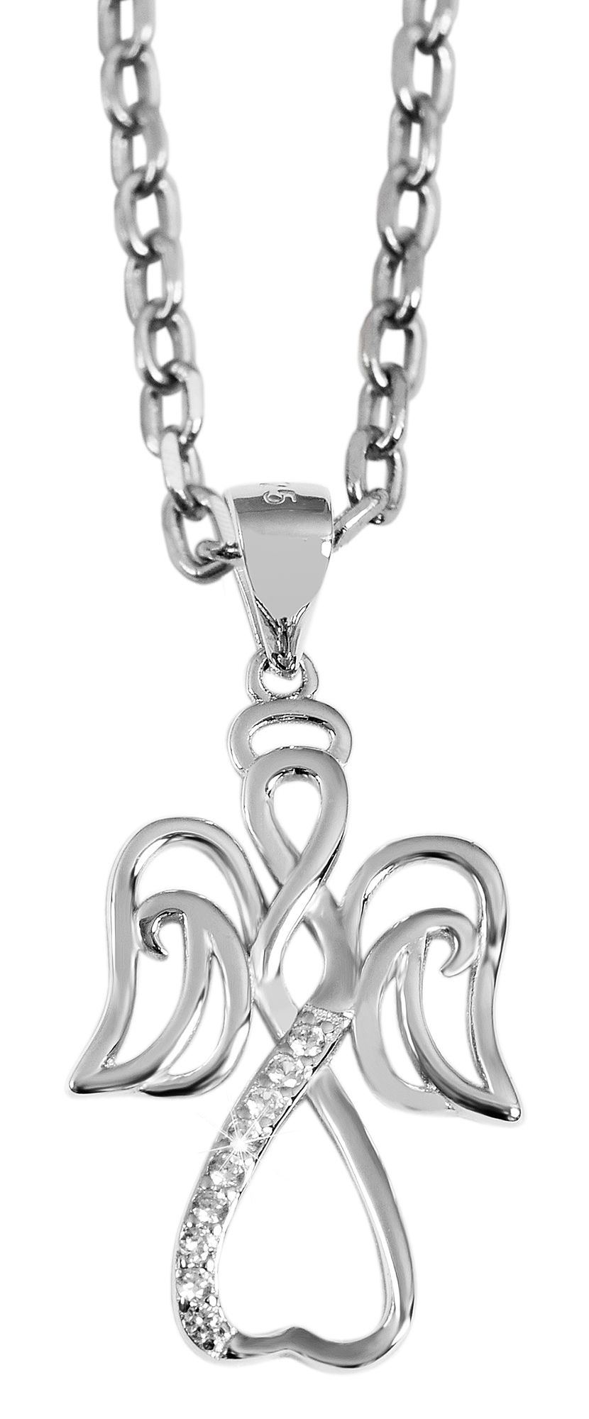 925/- Echt Silber Anhänger "Evelina" - Schutzengel mit Zirkoniabesatz, rhodiniert (ohne Kette)