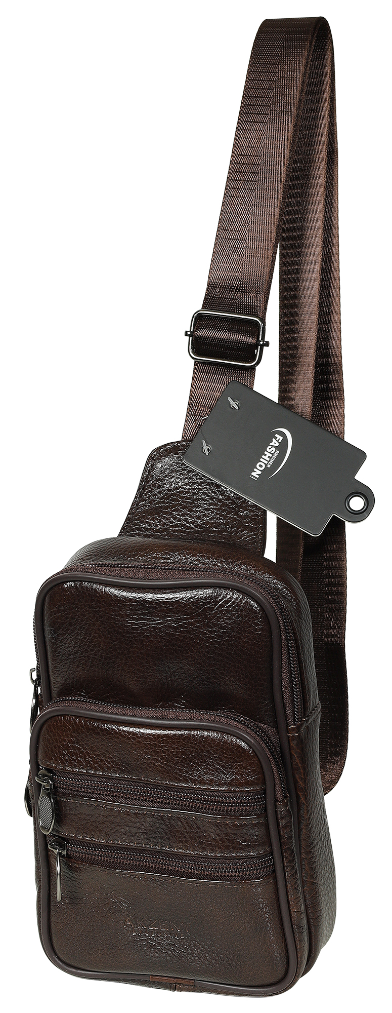 Akzent EXCLUSIVE, Echt Leder Tasche, Crossbody-Bag, braun