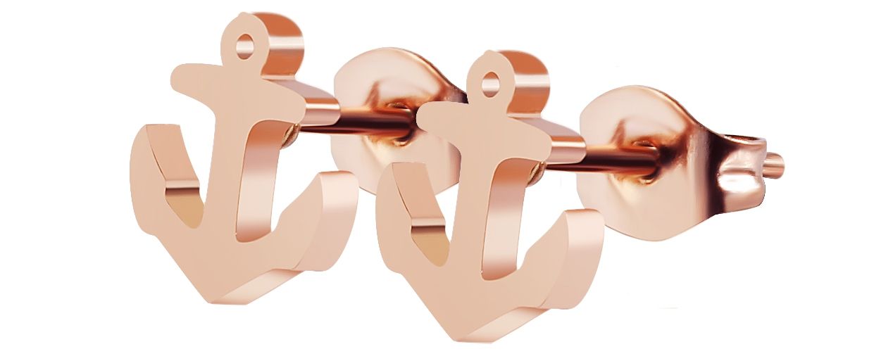 "Piret" Edelstahl Ohrstecker - Anker, roségoldfarben
