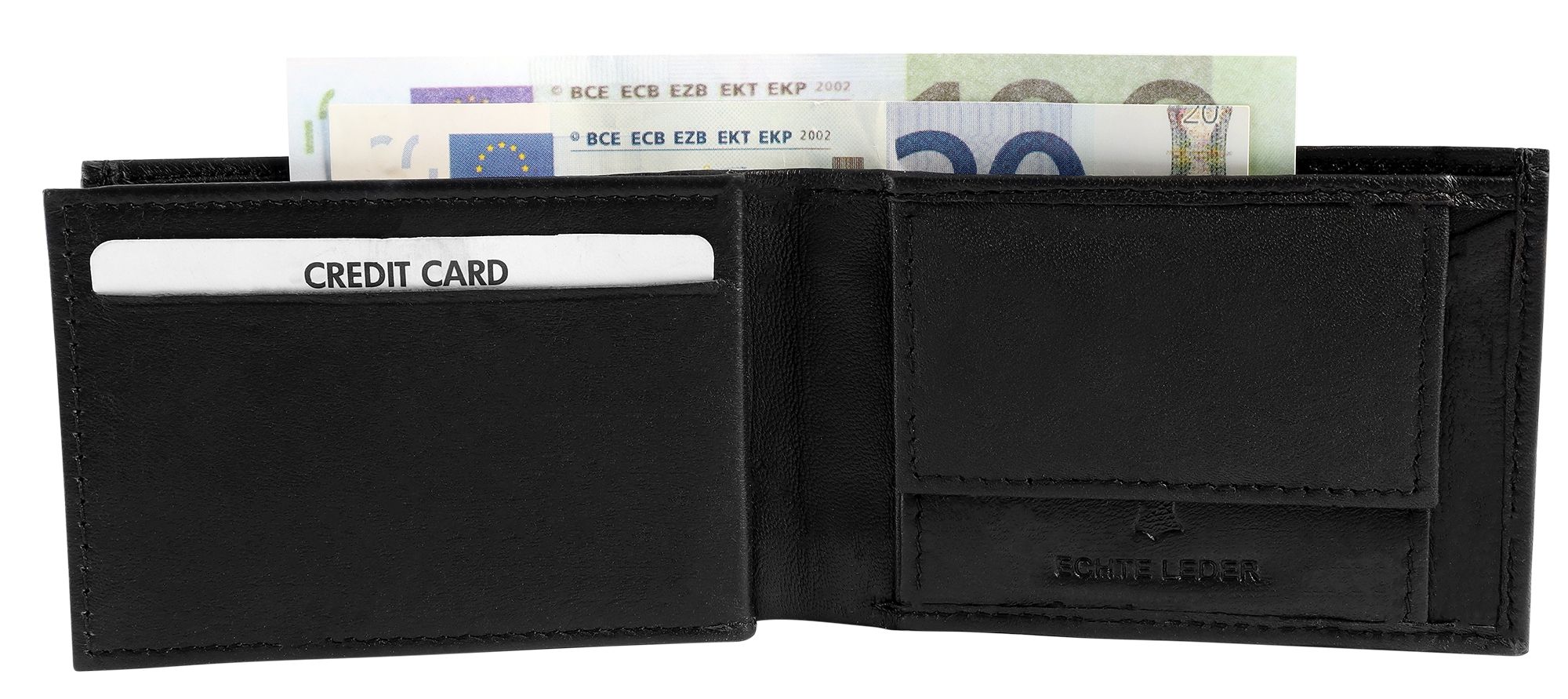 Excellanc Mini-Geldbörse aus Echtleder in schwarz