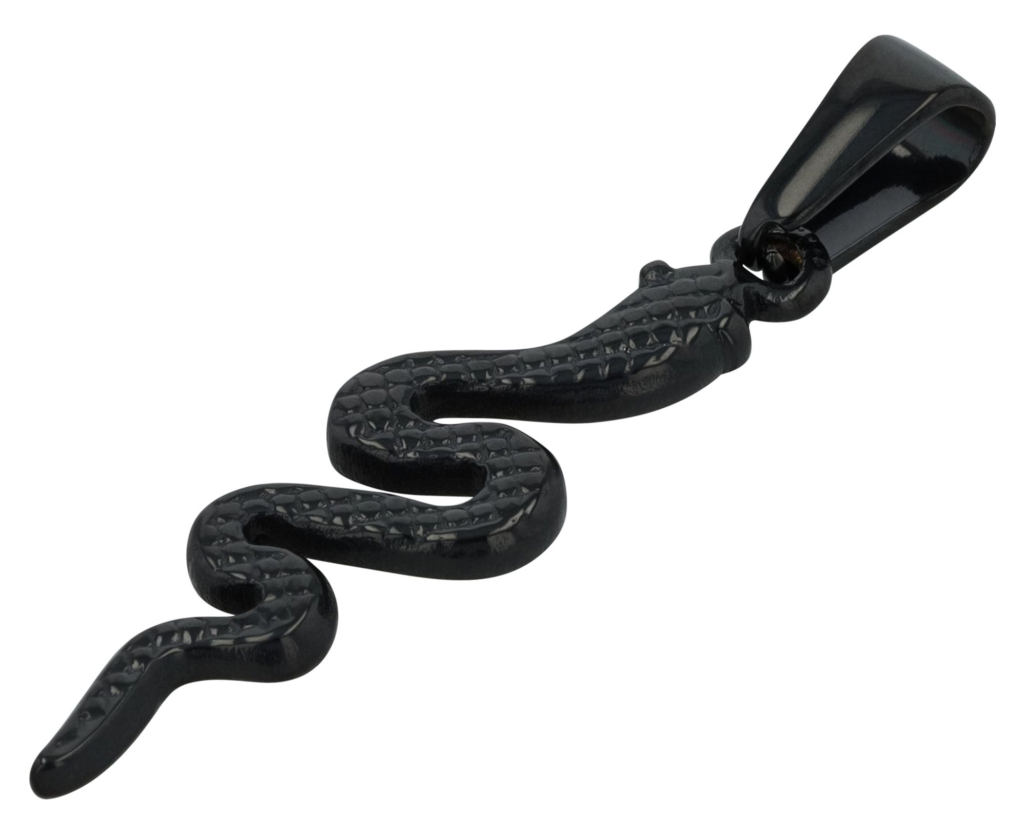 Edelstahlanhänger Schlange "Apophis", schwarz
