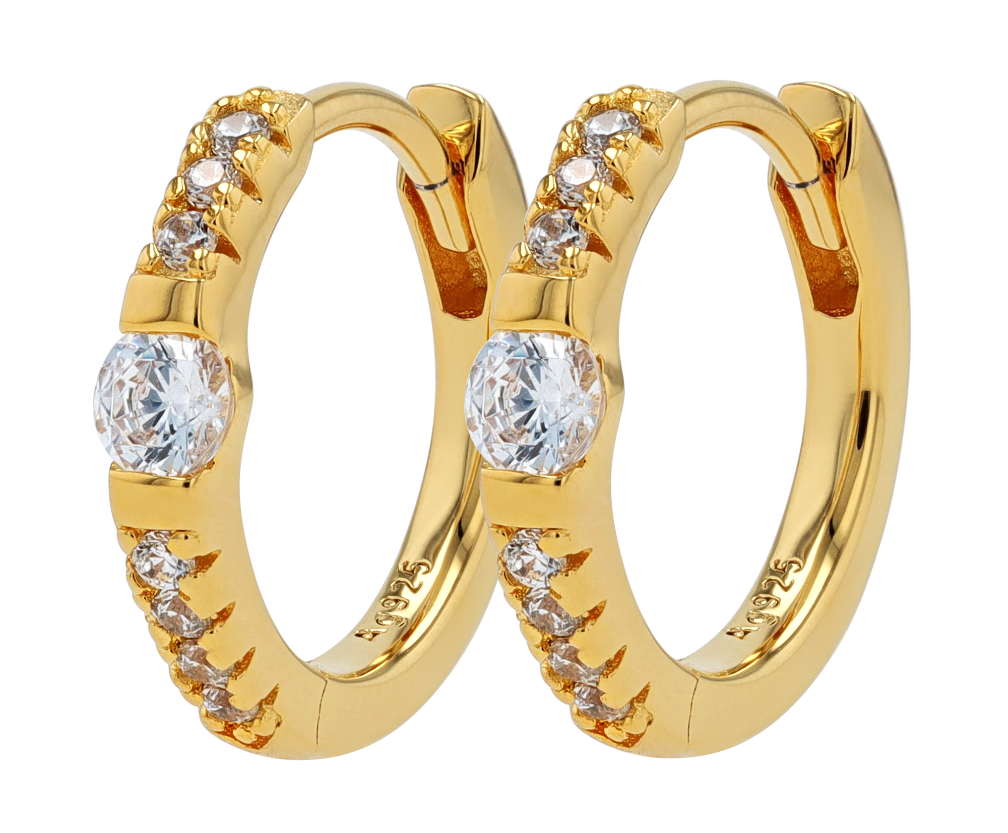 Sif Jakobs Jewellery 925/- Echt Silber Creolen "Ellera Uno Medio" Ø 10 mm, Zirkonia, verg.