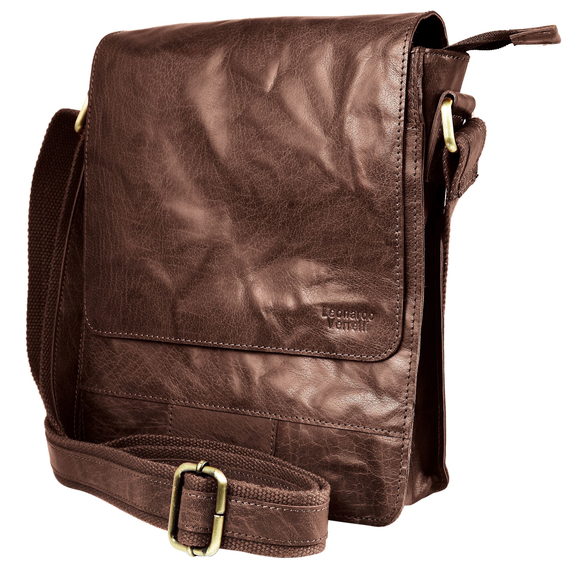 Leonardo Verrelli, Echtleder (Vintage-Leder im Washed-Look), braun