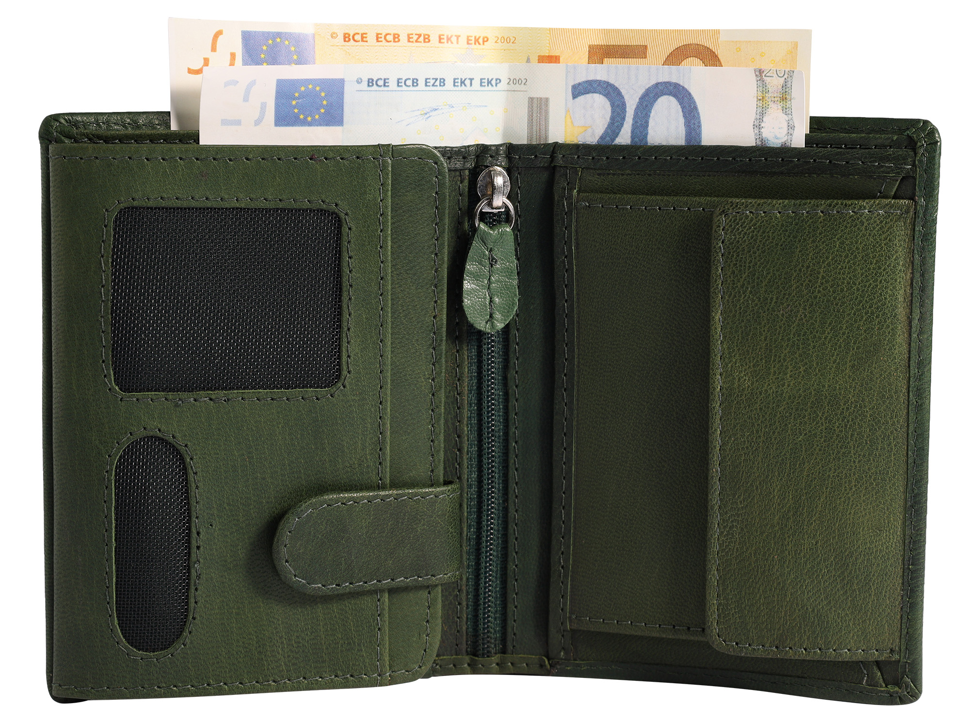 Leonardo Verrelli Echtleder Geldbörse (Rauten-Prägung), RFID, Hochformat, dunkelgrün