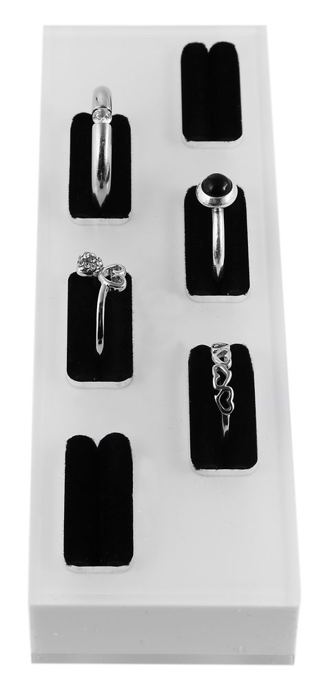 Ringdisplay, weiß, für 6 Ringe, 15 cm x 5 cm x 2,5 cm