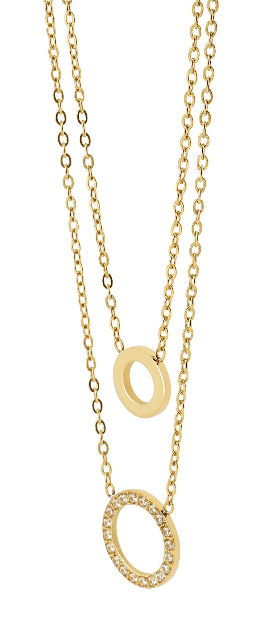 "Ronia" Layering Edelstahlkette, 36cm und 40 + 5cm mit Anhänger, goldfarben