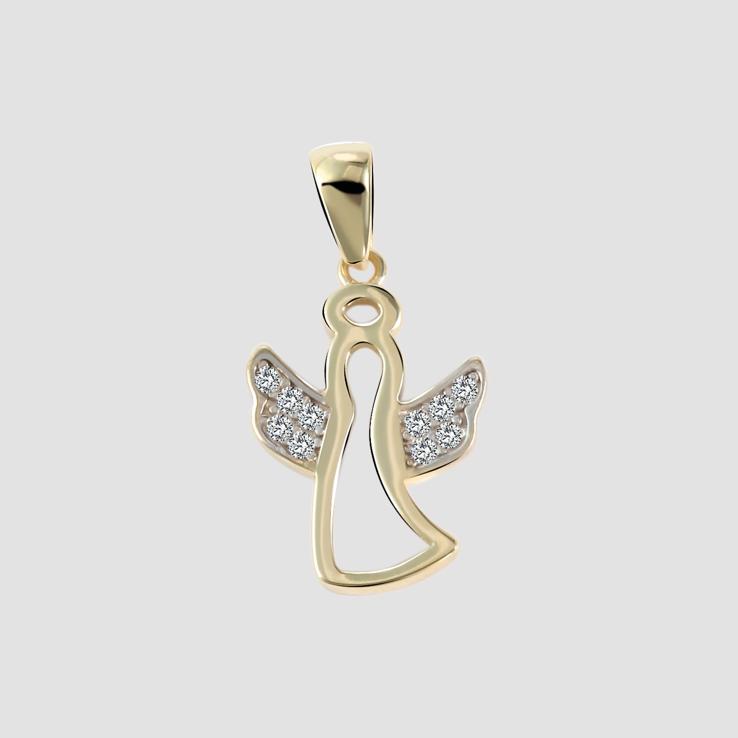 333/- Gold Anhänger "Charice" ohne Kette, Engel, Zirkoniabesatz, 8 Karat, Gelbgold