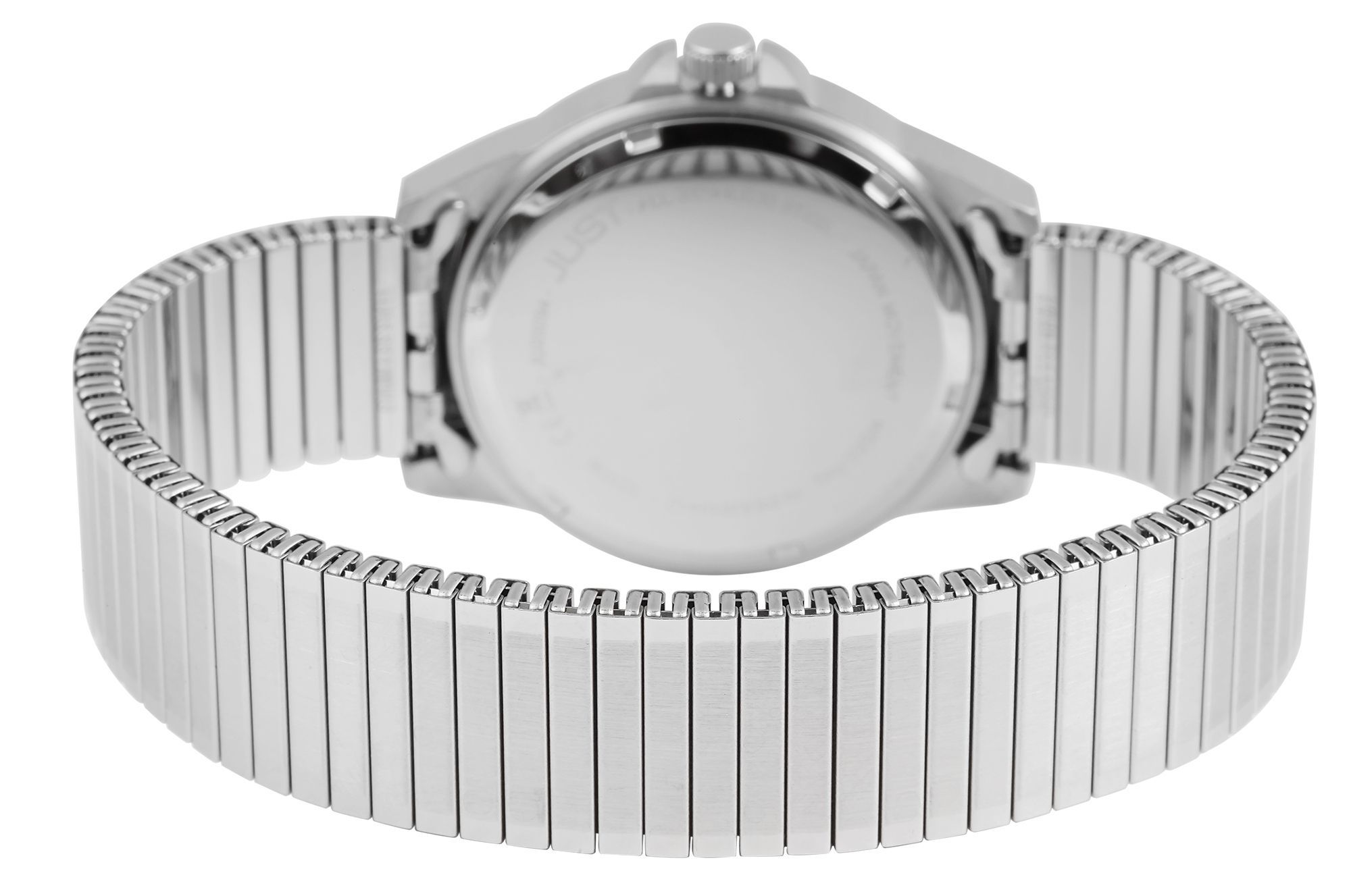JUST Herrenuhr "Roswin"  Edelstahlzugband, Ø 38 mm, silberfarben/ weiß