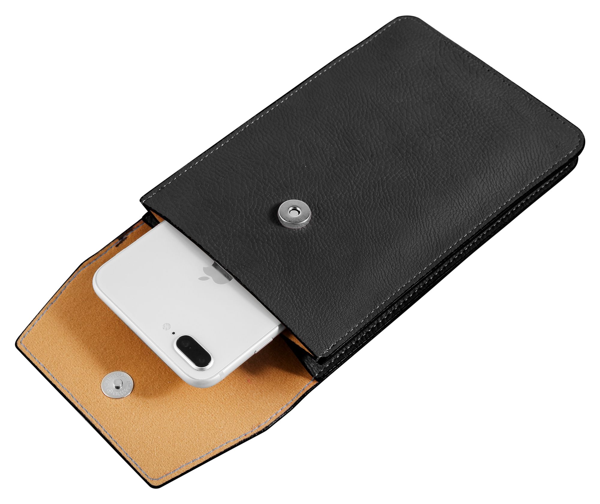 Handyumhängetasche Lederimitation, geeignet für iPhone 12, schwarz