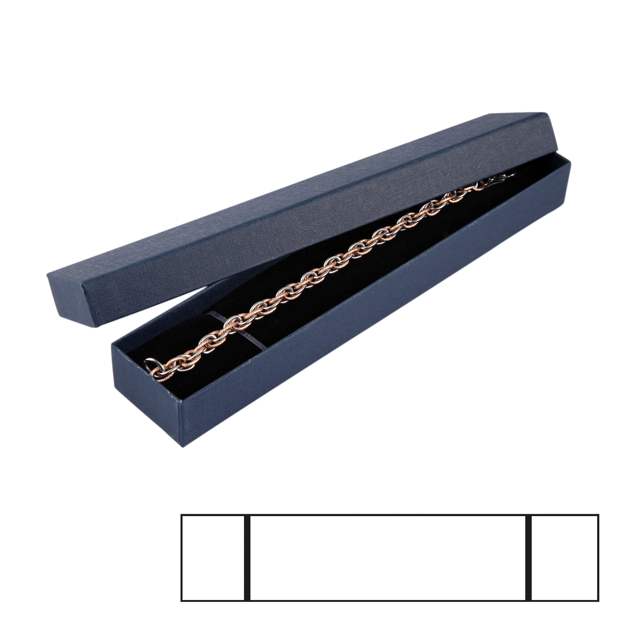 Schmuckbox, Pappe, blau, VE 12, 21,5 cm x 4,5 cm x 2,5 cm