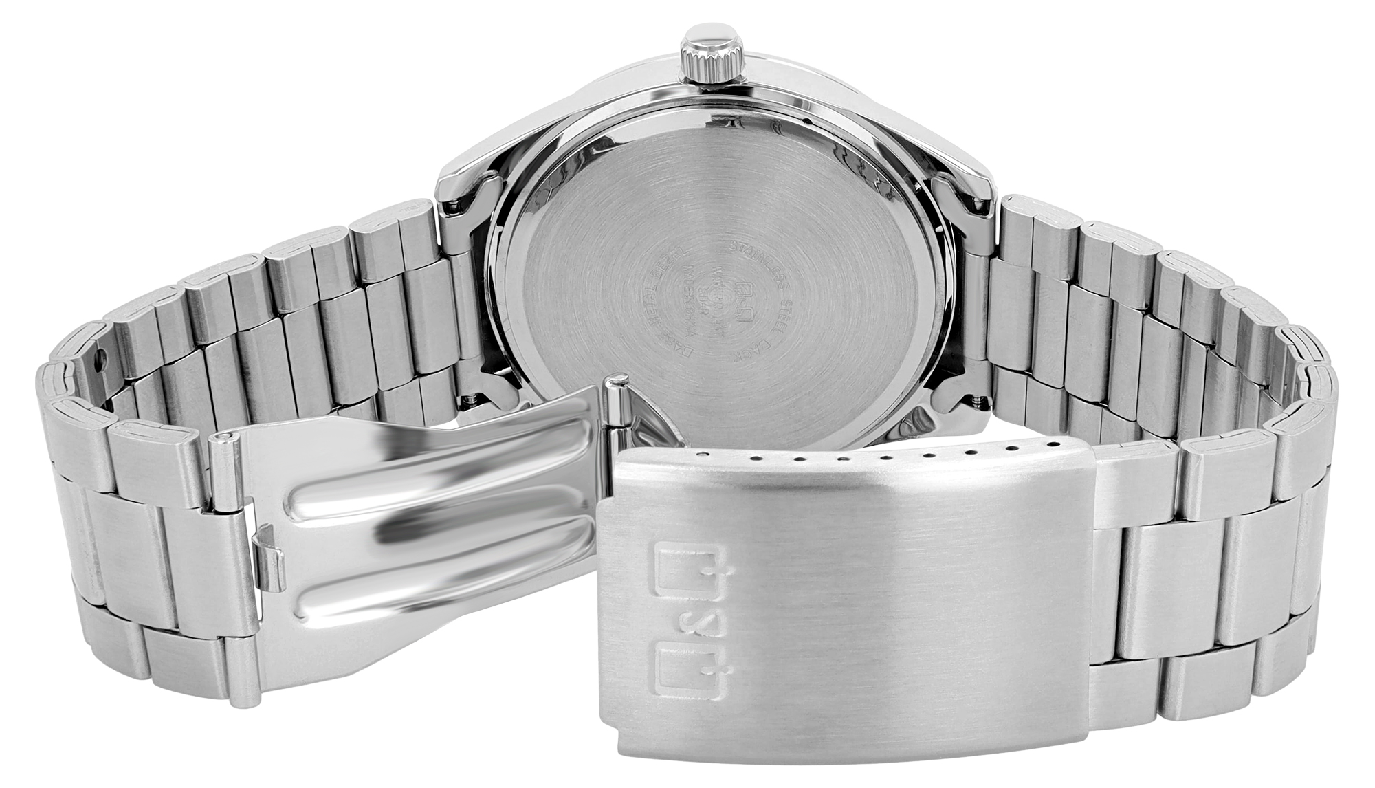 Q&Q Herrenuhr mit Edelstahlband, Ø 43 mm, silberfarben/ grün