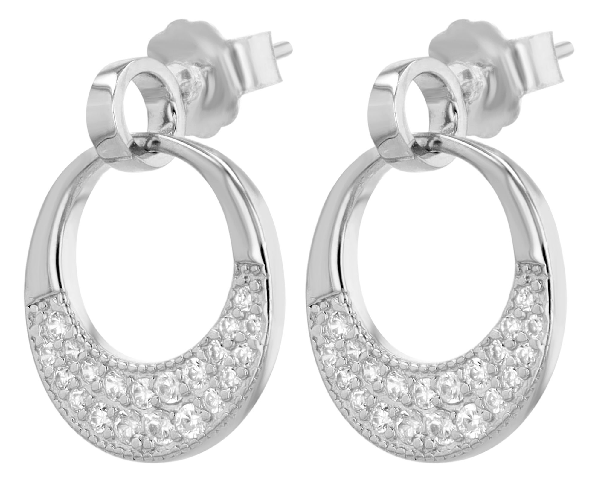"Roxana" 925/- Echt Silber Ohrstecker mit Anhänger, silberfarben rhodiniert