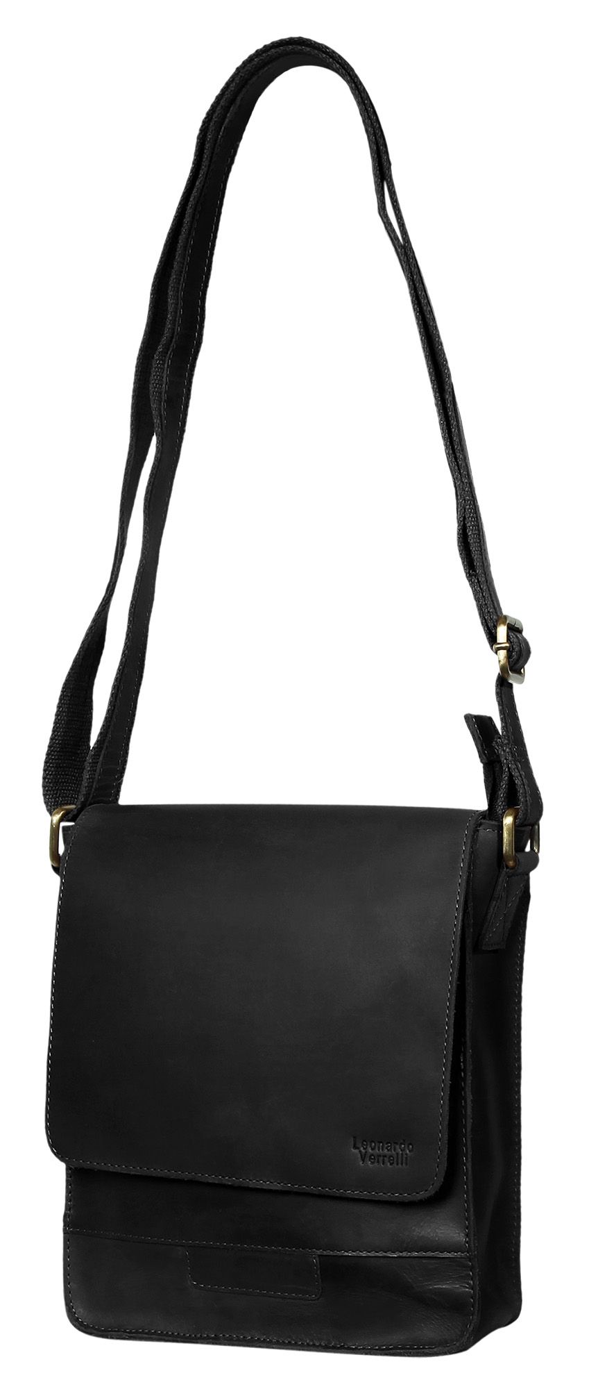 "Sirin" Leonardo Verrelli Echtleder Umhängetasche Echtledertasche, schwarz