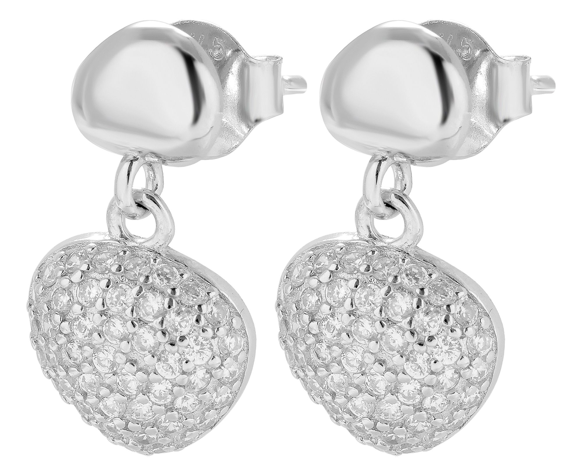 "Karin" 925/- Echt Silber Ohrstecker mit Hänger, Zirkoniabesatz, silberfarben rhodiniert