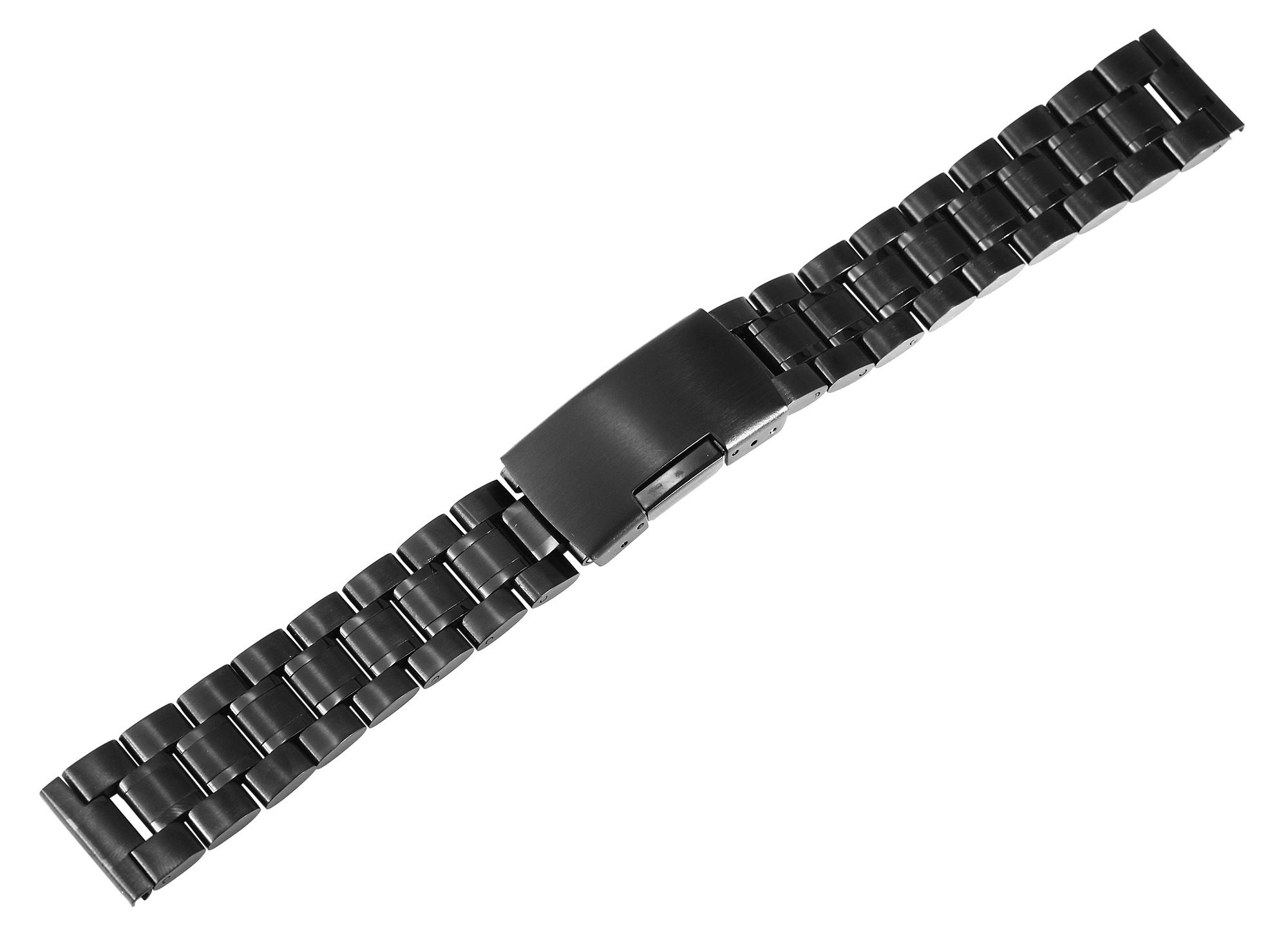 Edelstahl Gliederarmband, Faltschließe, schwarz, 18 mm