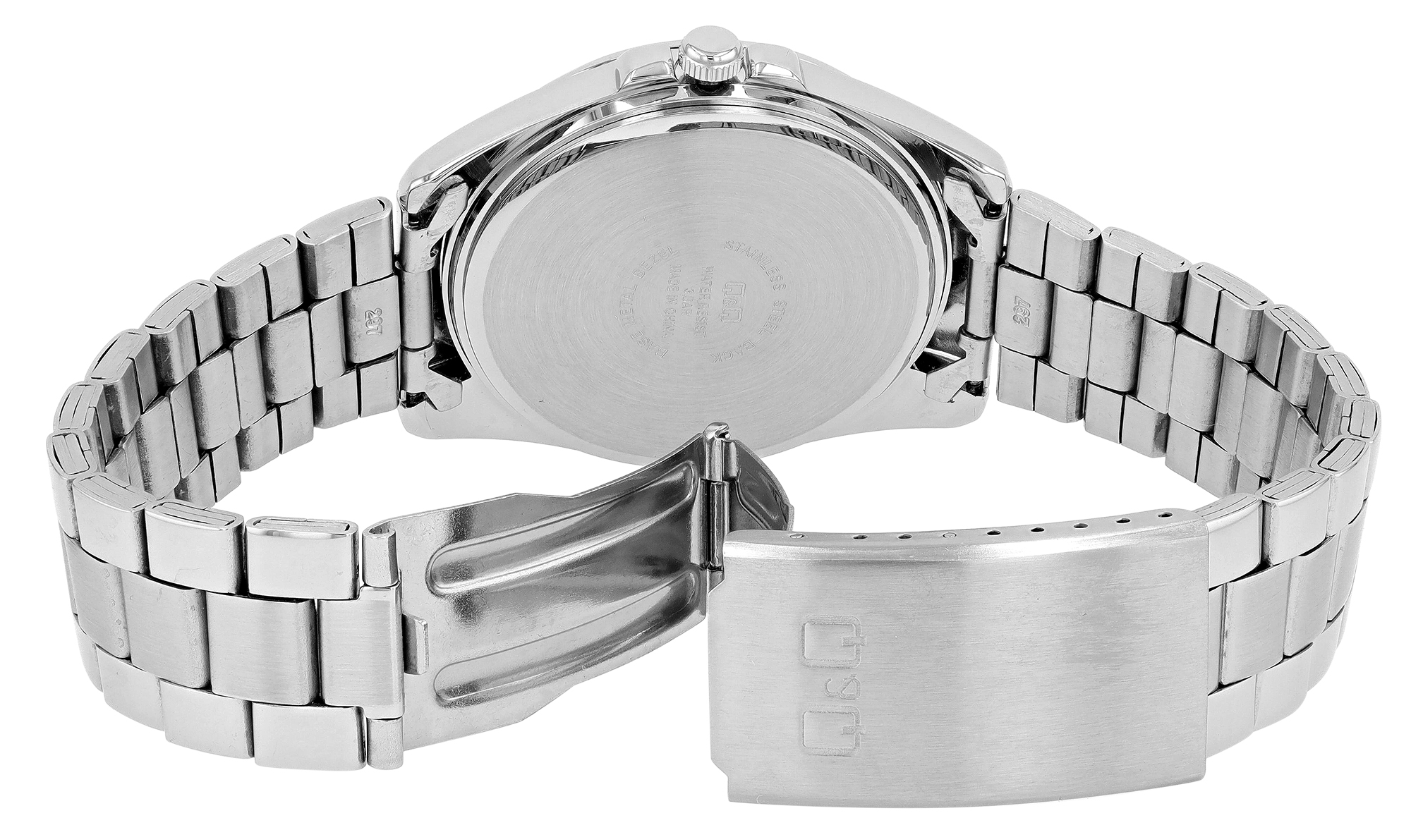 Q&Q Herrenuhr mit Edelstahlarmband, Ø 41 mm, silberfarben/ weiß