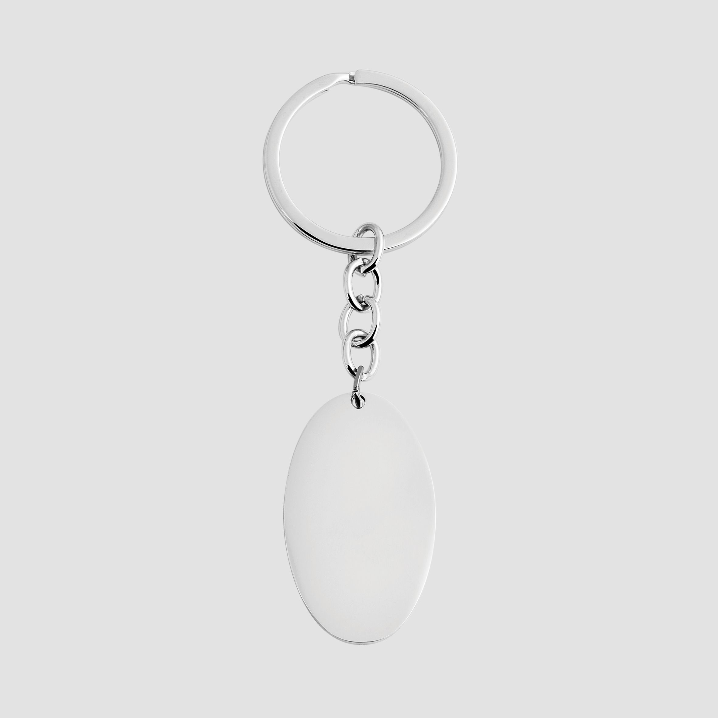 Akzent Schlüsselanhänger aus Edelstahl, gravurfähig, oval, silberfarben