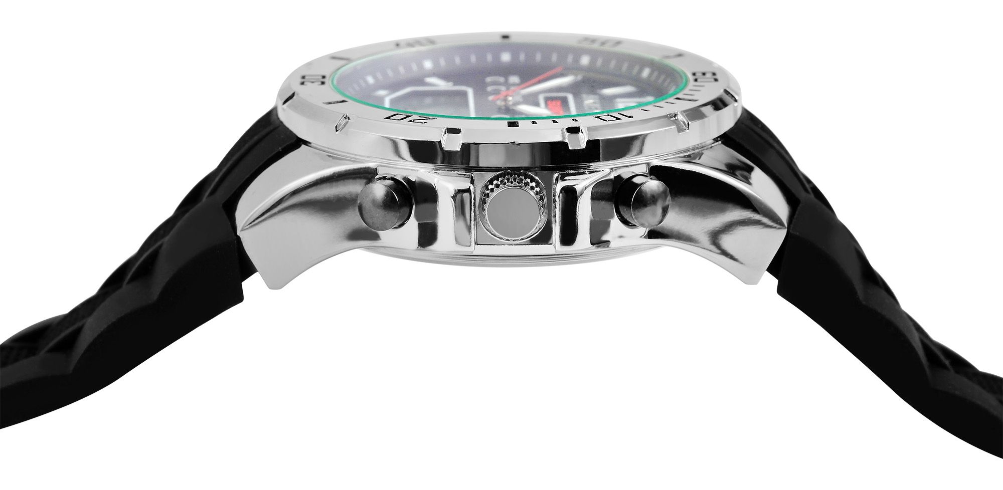 Akzent Analog-Digital Herrenuhr mit Silikonarmband, schwarz/silberfarben