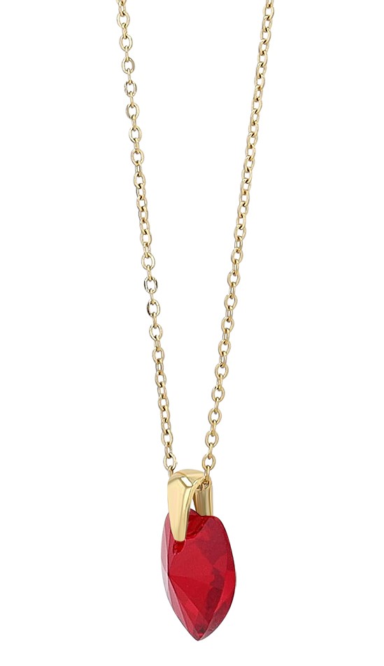 "Shauna" Edelstahlkette mit Swarovski Herz, 40 + 5 cm, goldfarben/ rot
