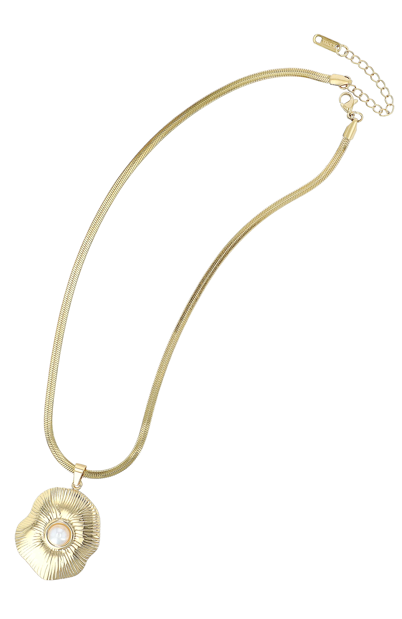 "Beatriz" Statement Schmuckset - Kette 40 cm/ Anhänger/ Ohrstecker, Edelstahl, goldfarben