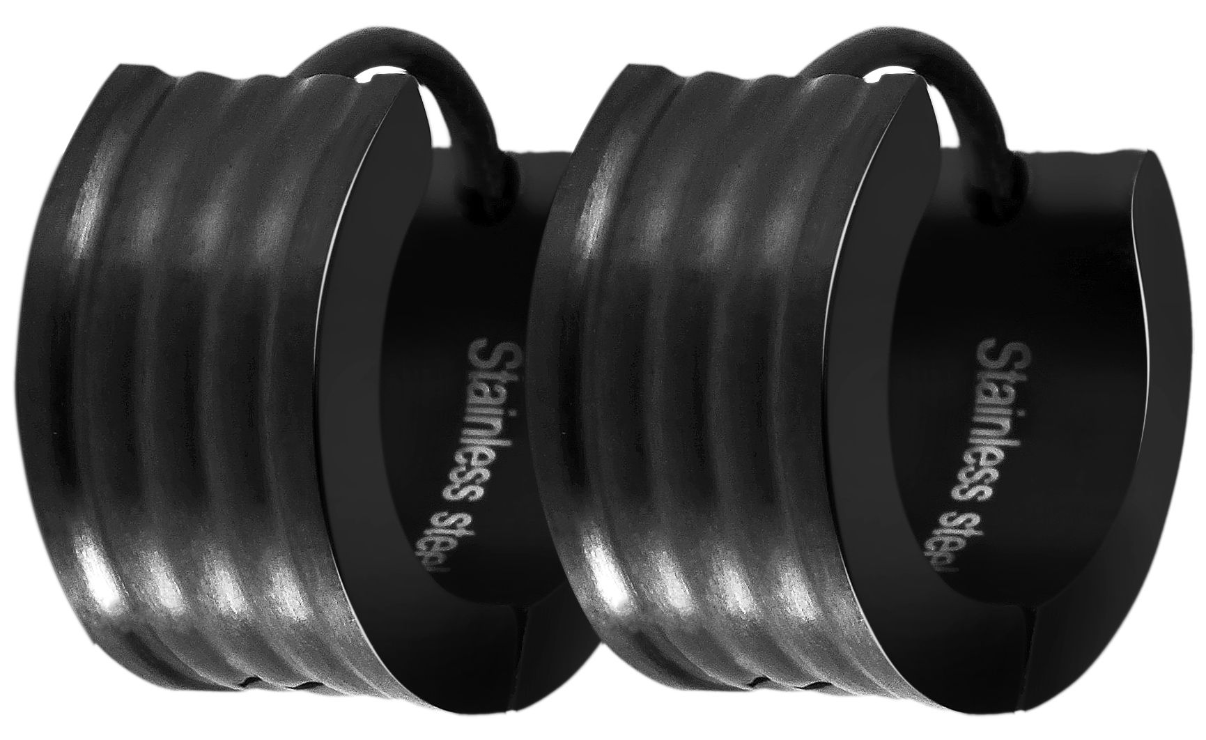 "Vasco" unisex Edelstahl Klapp-Creolen, schwarz