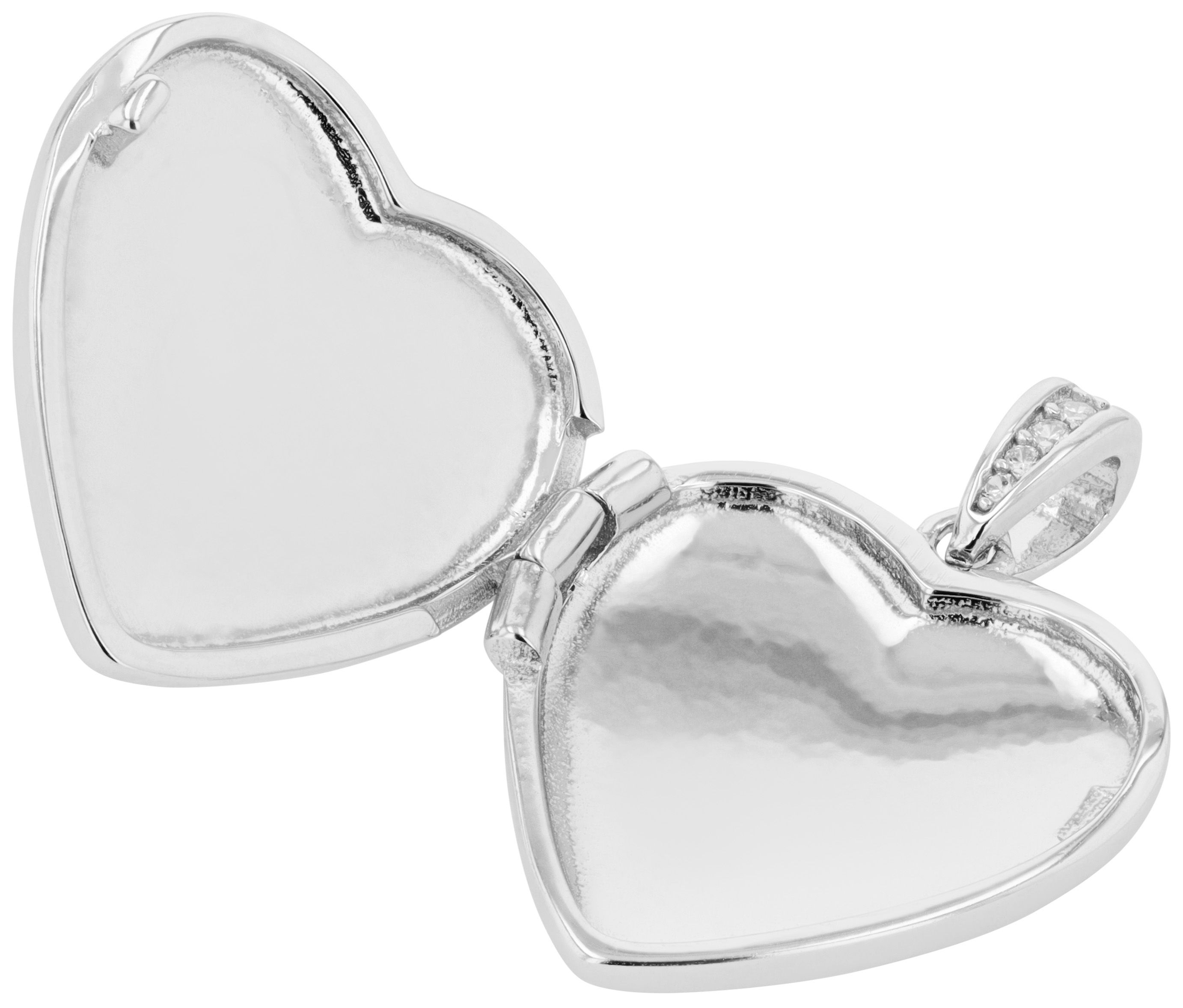 925/- Echt Silber Medaillon Herz "Kinsley" mit Zirkonia, rhodiniert