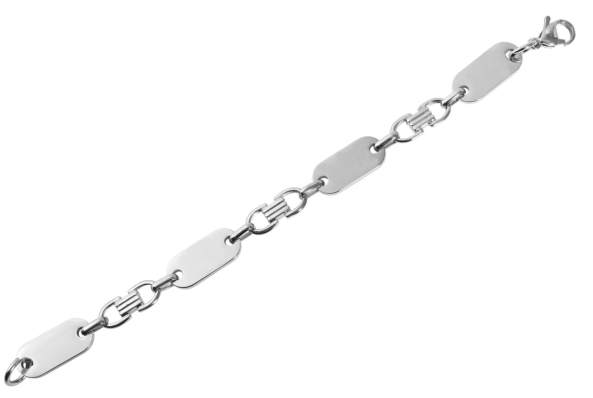 "Enid" Edelstahl Platten-Armband, silberfarbig, 19 cm/ 10 mm